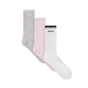 SKIMS SOCKS RIBBED CREW LOGO SOCK 3-PACK | CHERRY BLOSSOM MULTI