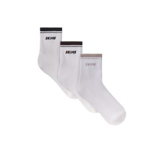 SKIMS SOCKS RIBBED QUARTER CREW LOGO SOCK 3-PACK | STONE MULTI