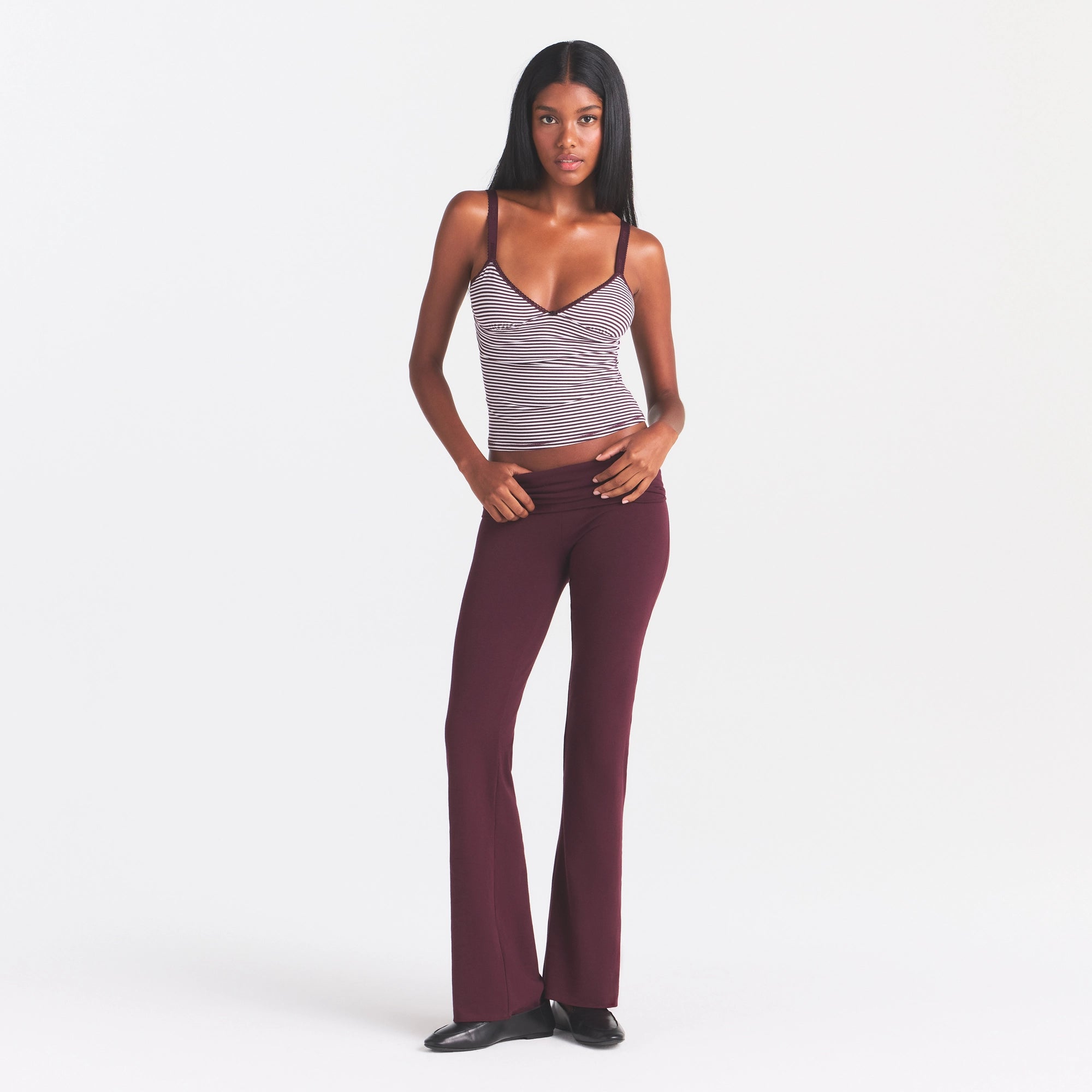 COTTON JERSEY FOLDOVER PANT | CURRANT - Image 2