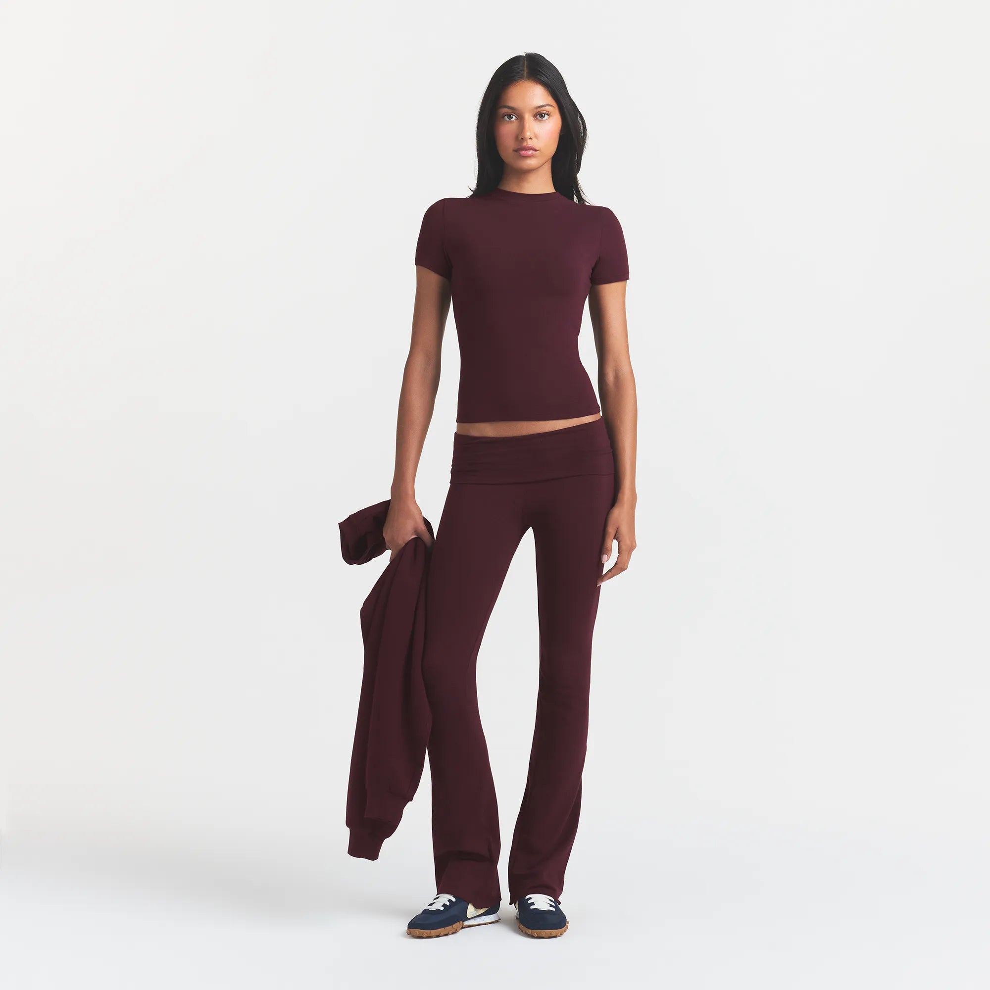 COTTON JERSEY FOLDOVER PANT | CURRANT - Image 2