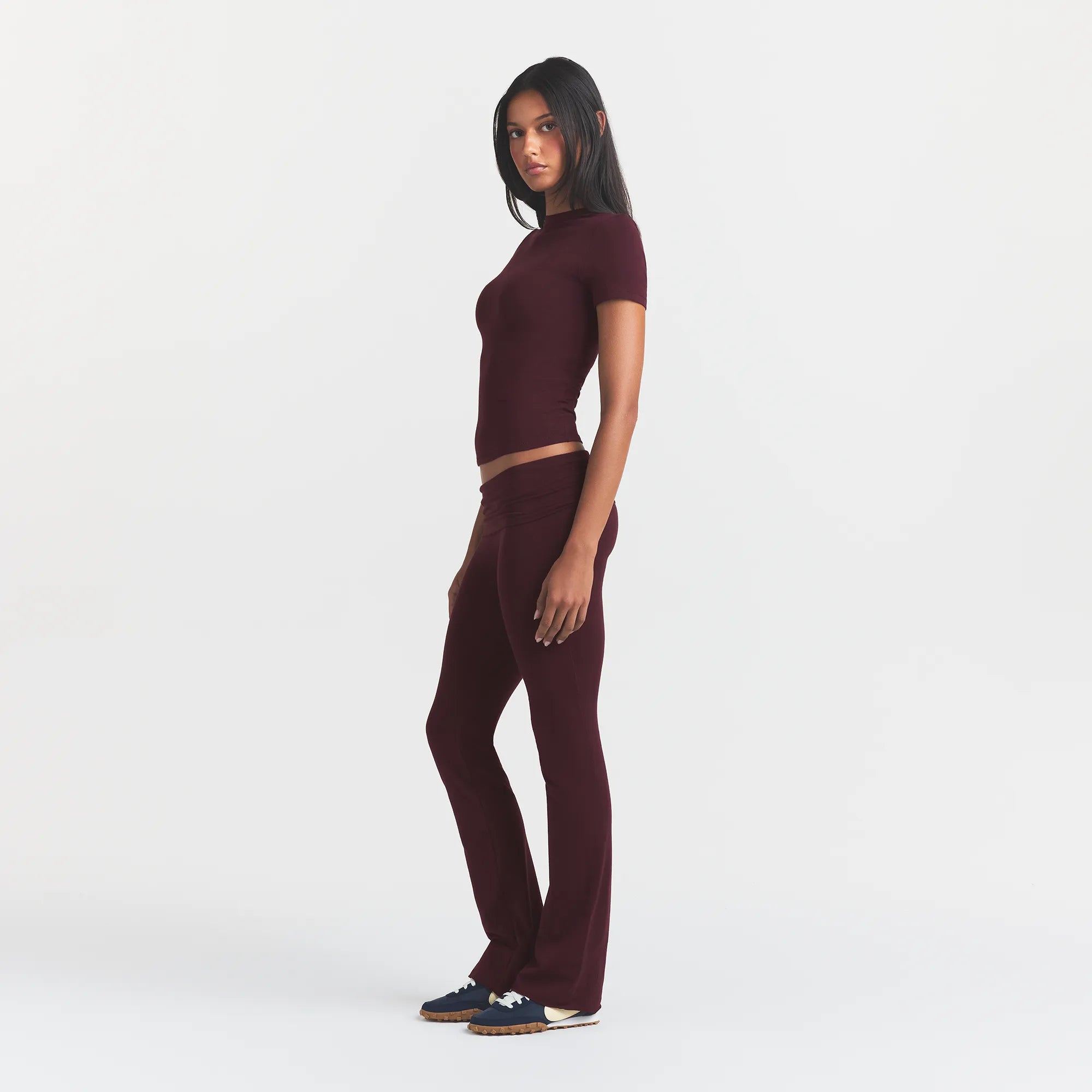 COTTON JERSEY FOLDOVER PANT | CURRANT - Image 3