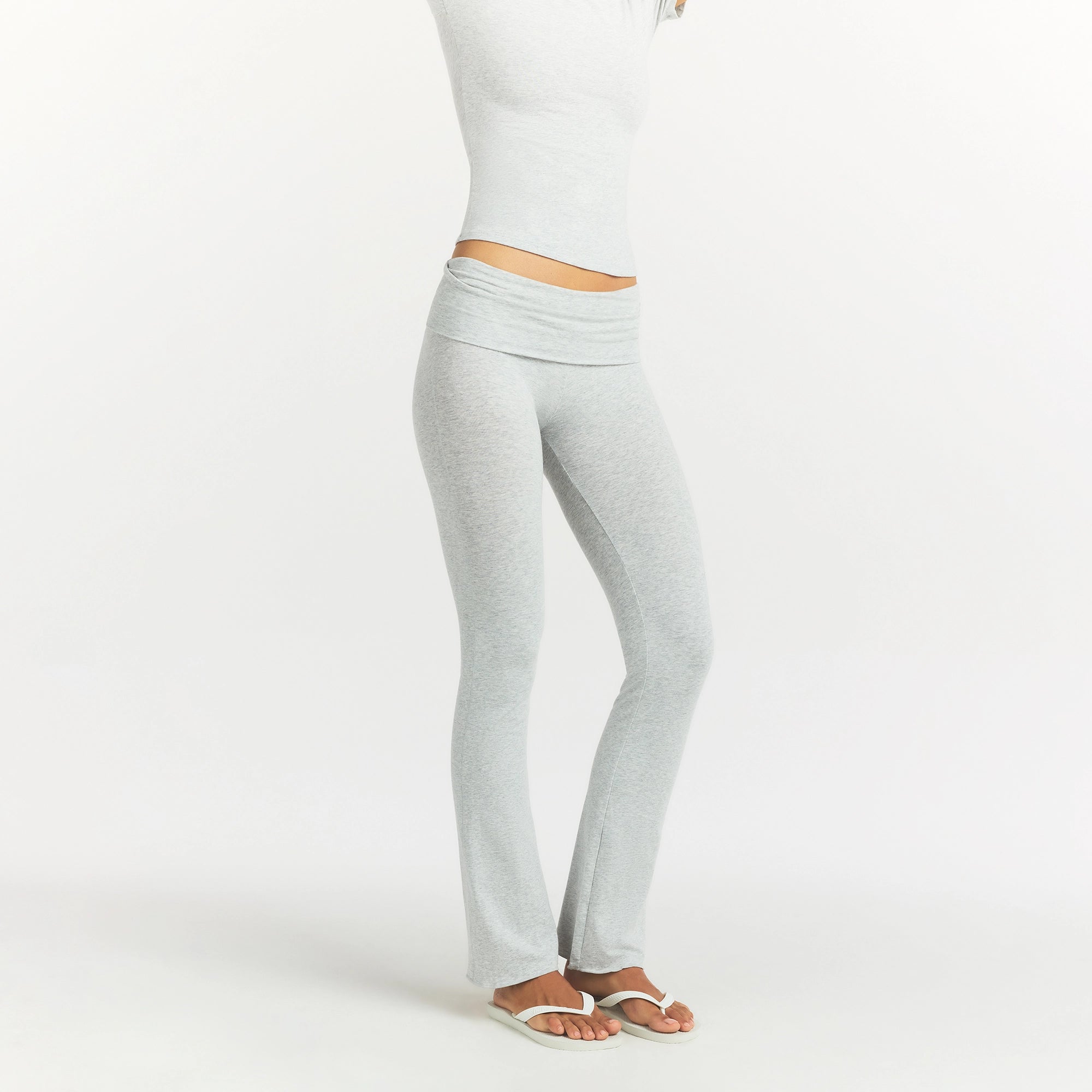 COTTON JERSEY FOLDOVER PANT | LIGHT HEATHER GREY - Image 4