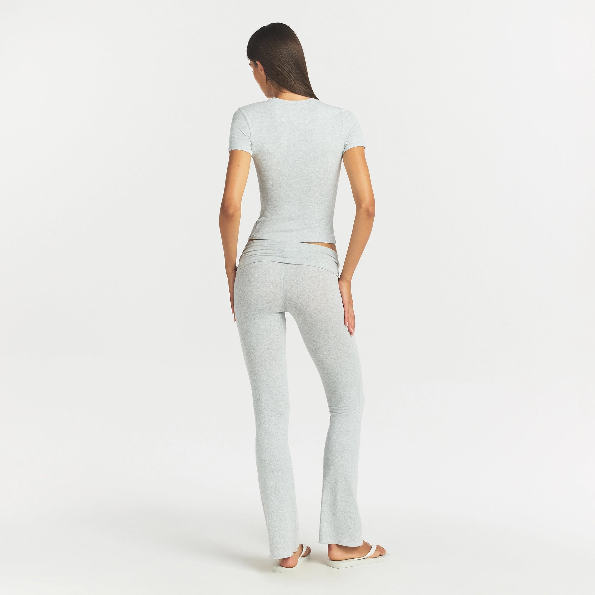 COTTON JERSEY FOLDOVER PANT | LIGHT HEATHER GREY - Image 5
