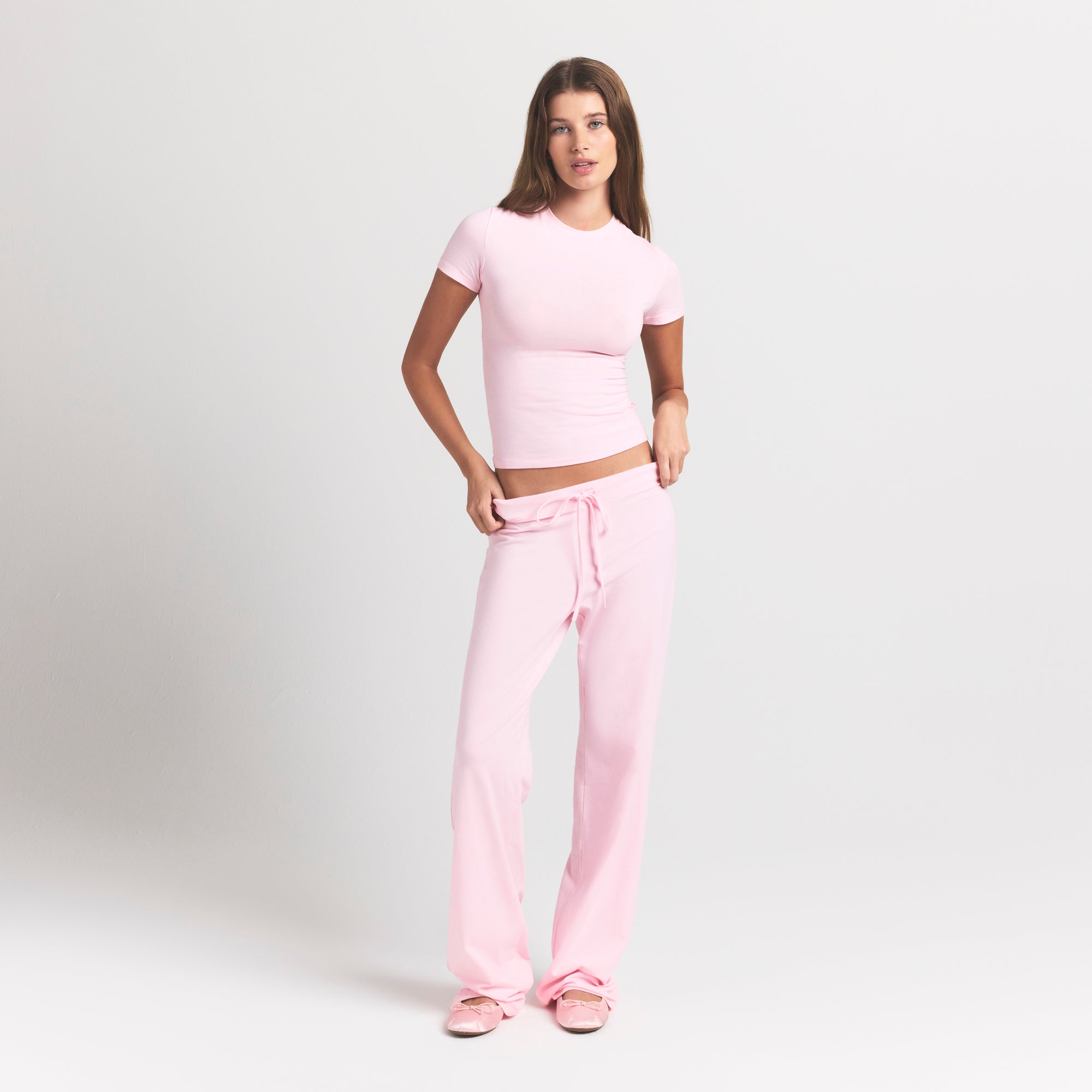COTTON JERSEY STRAIGHT LEG PANT | CHERRY BLOSSOM - Image 2