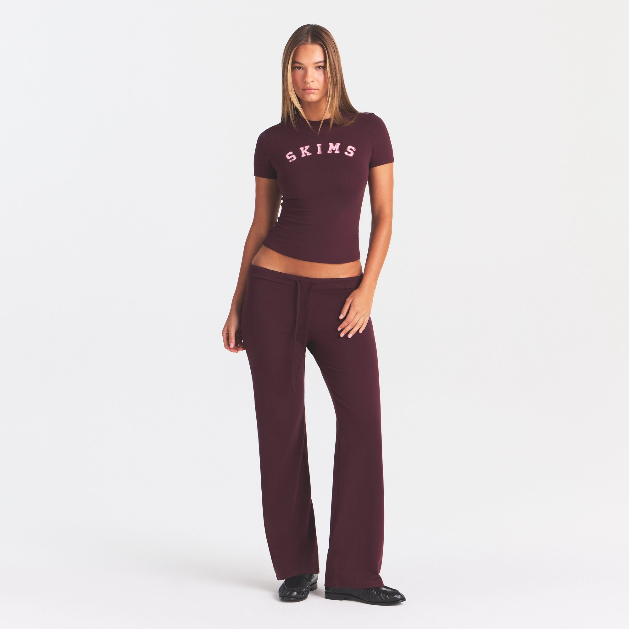 COTTON JERSEY STRAIGHT LEG PANT | CURRANT - Image 2