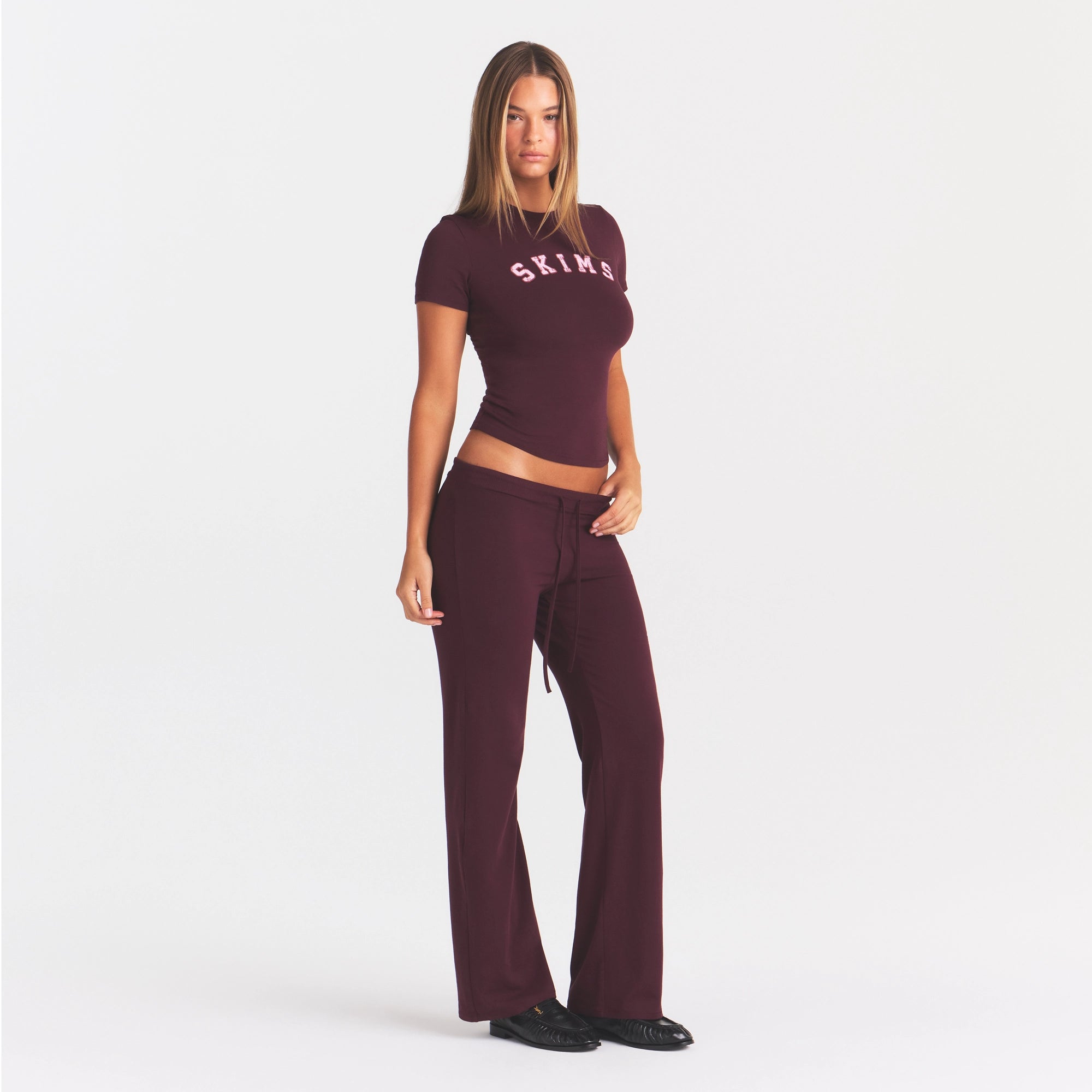 COTTON JERSEY STRAIGHT LEG PANT | CURRANT - Image 3