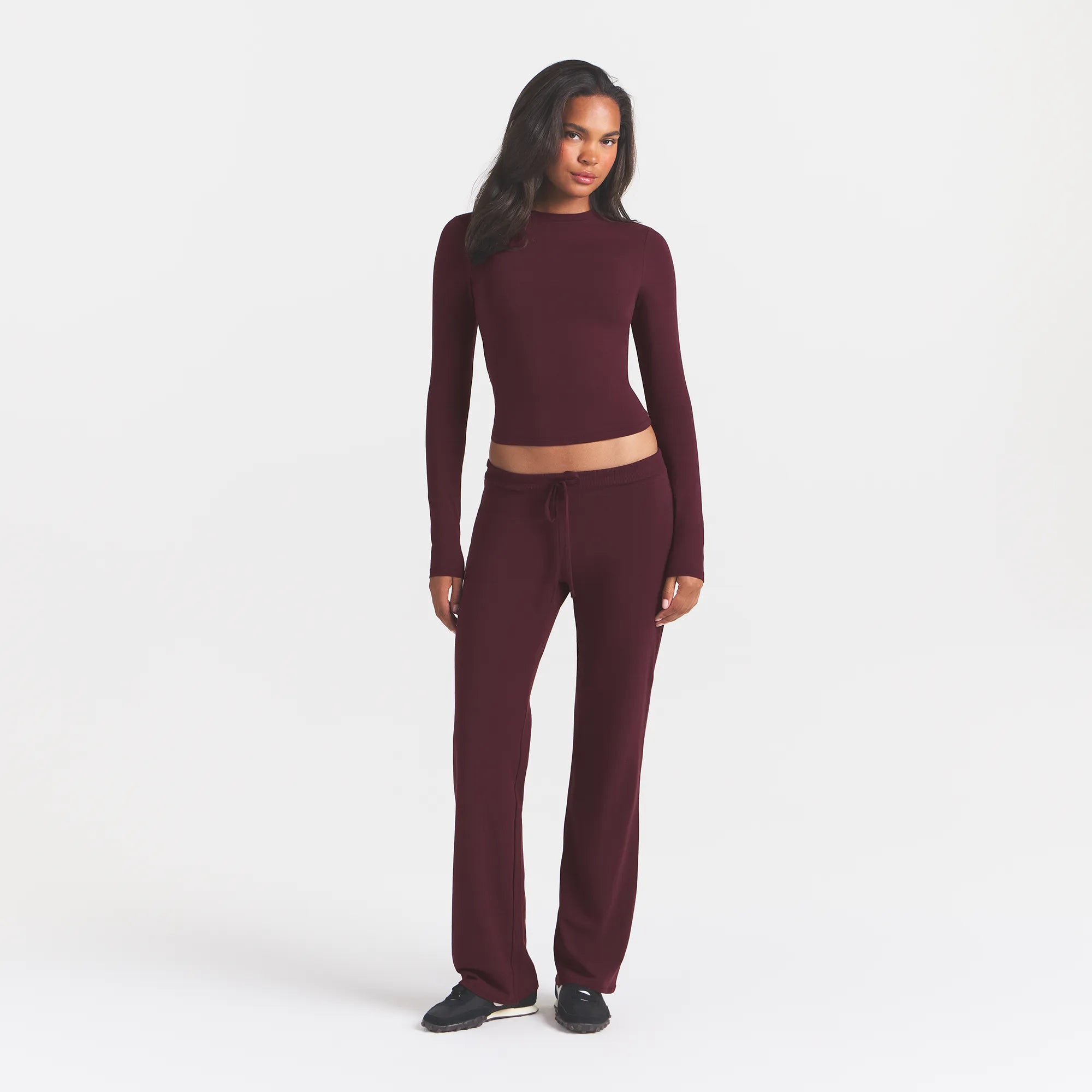 COTTON JERSEY STRAIGHT LEG PANT | CURRANT - Image 2