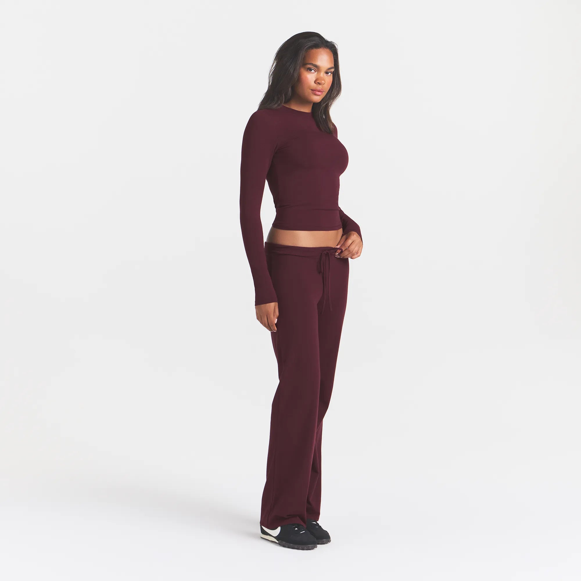 COTTON JERSEY STRAIGHT LEG PANT | CURRANT - Image 3