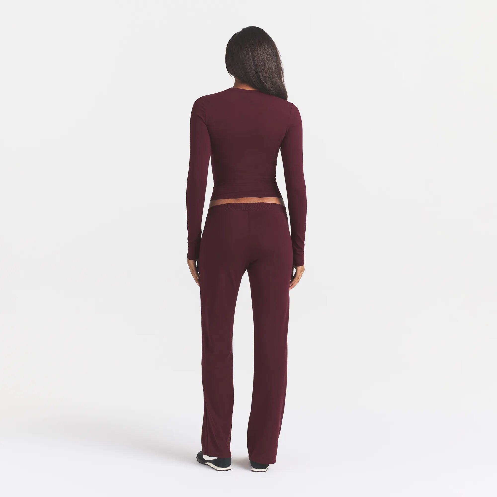 COTTON JERSEY STRAIGHT LEG PANT | CURRANT - Image 4