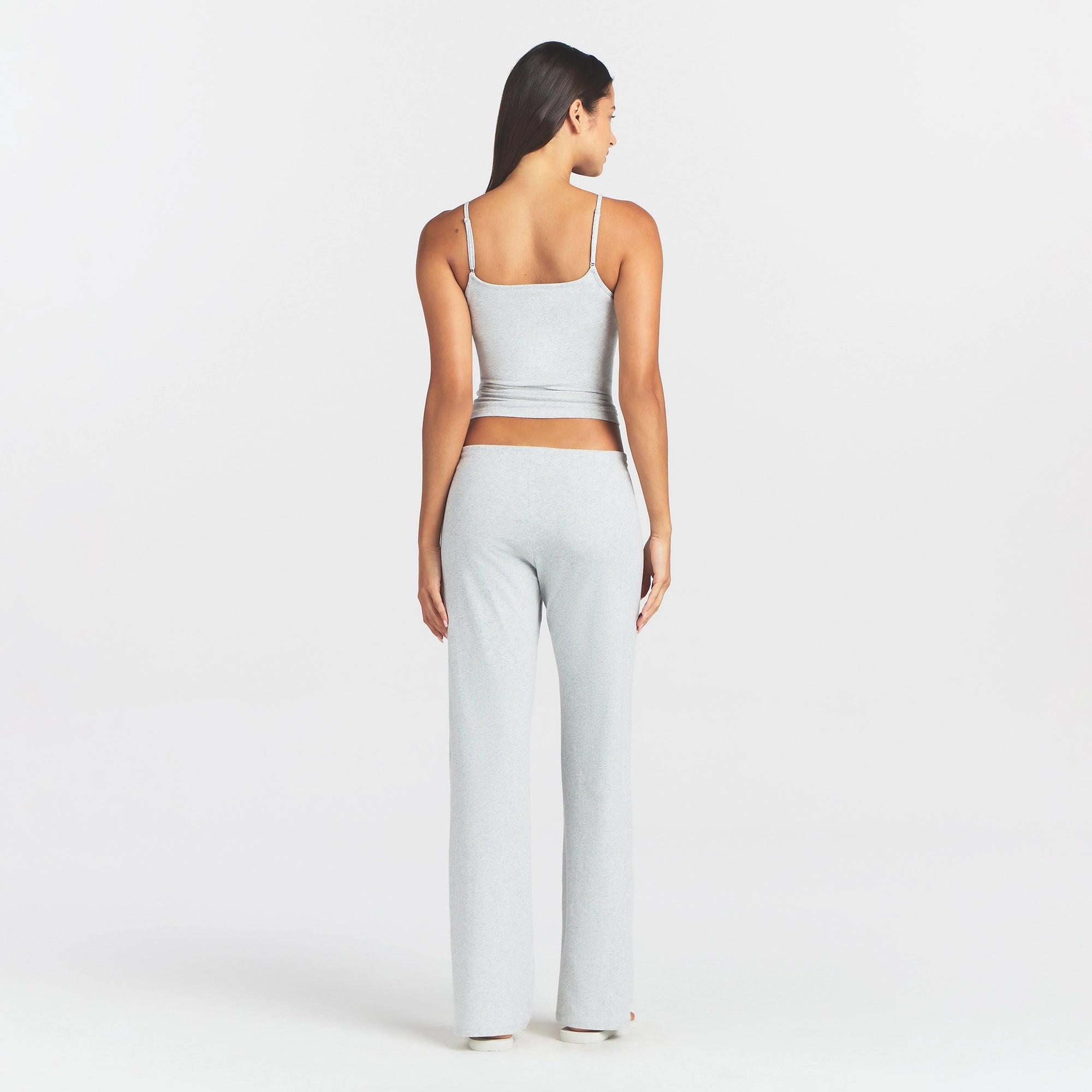 COTTON JERSEY STRAIGHT LEG PANT | LIGHT HEATHER GREY - Image 5
