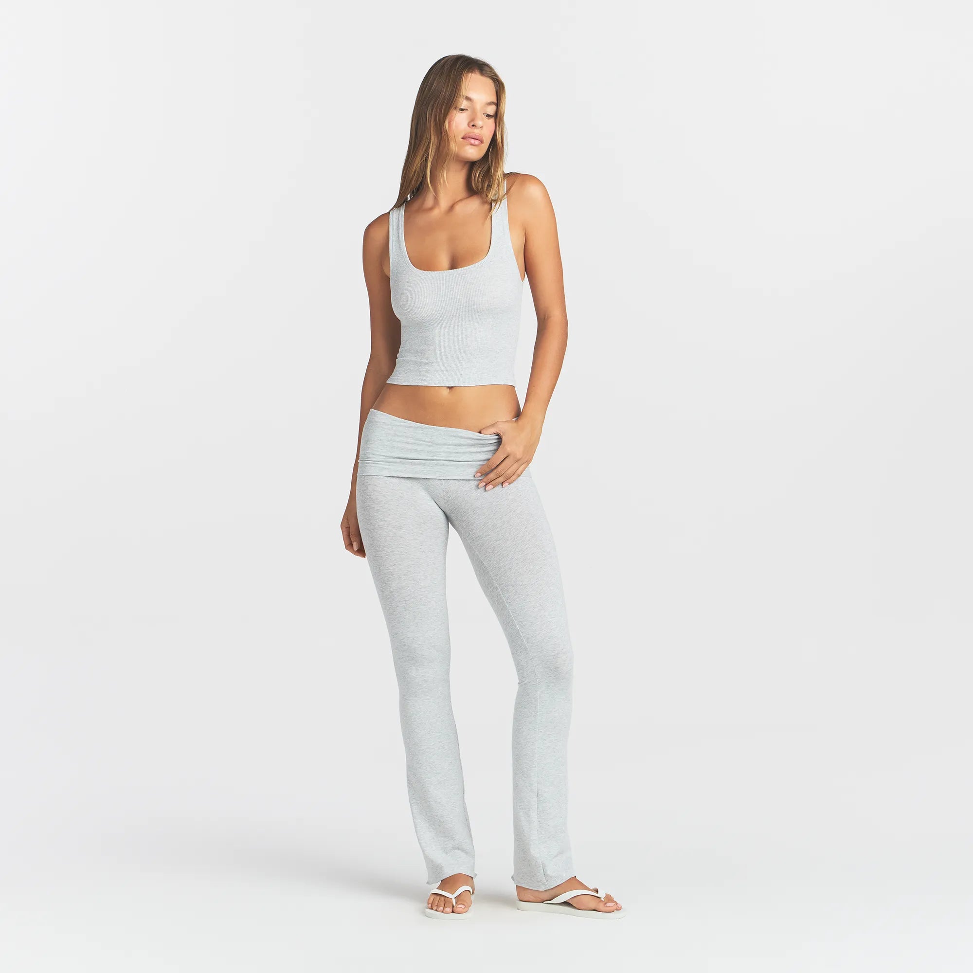 COTTON RIB TANK | LIGHT HEATHER GREY - Image 2