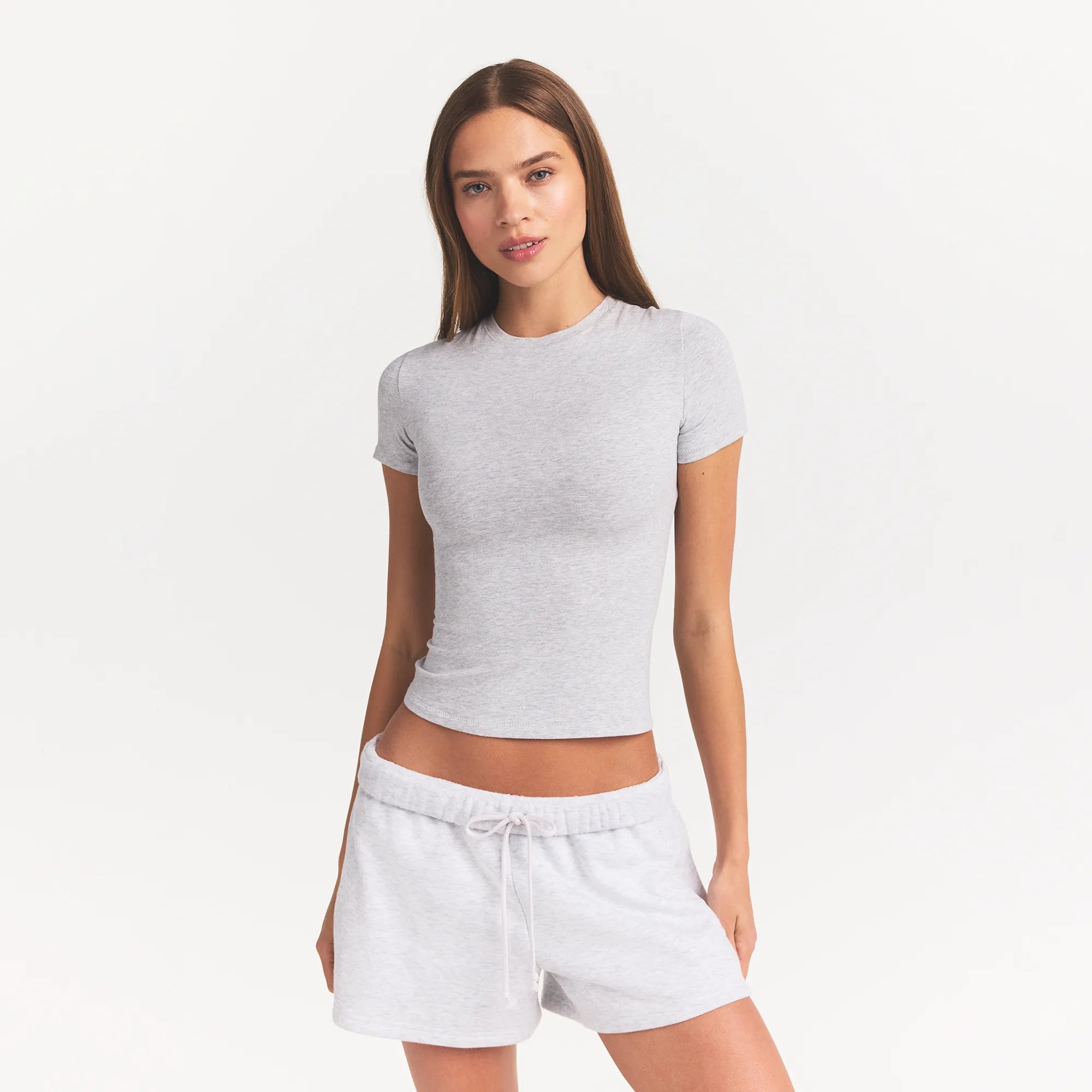 COTTON JERSEY T-SHIRT | LIGHT HEATHER GREY - Image 3