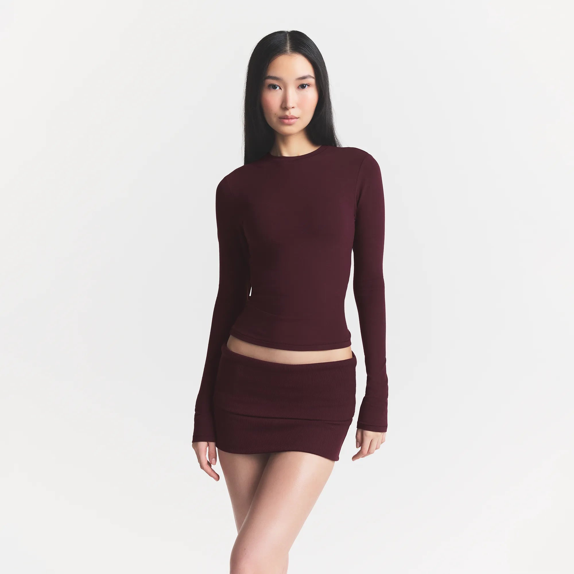 COTTON JERSEY LONG SLEEVE T-SHIRT | CURRANT - Image 3