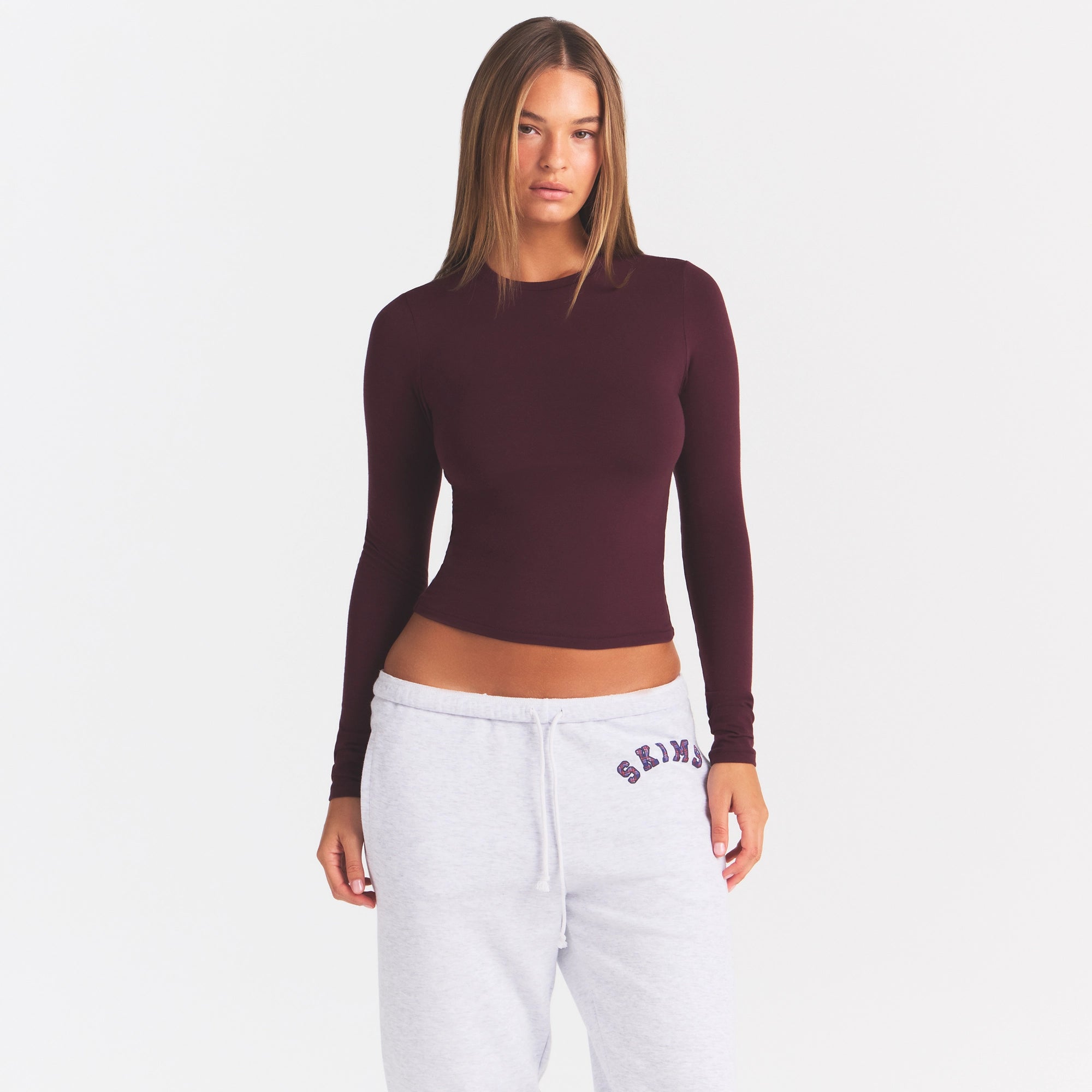 COTTON JERSEY LONG SLEEVE T-SHIRT | CURRANT - Image 3