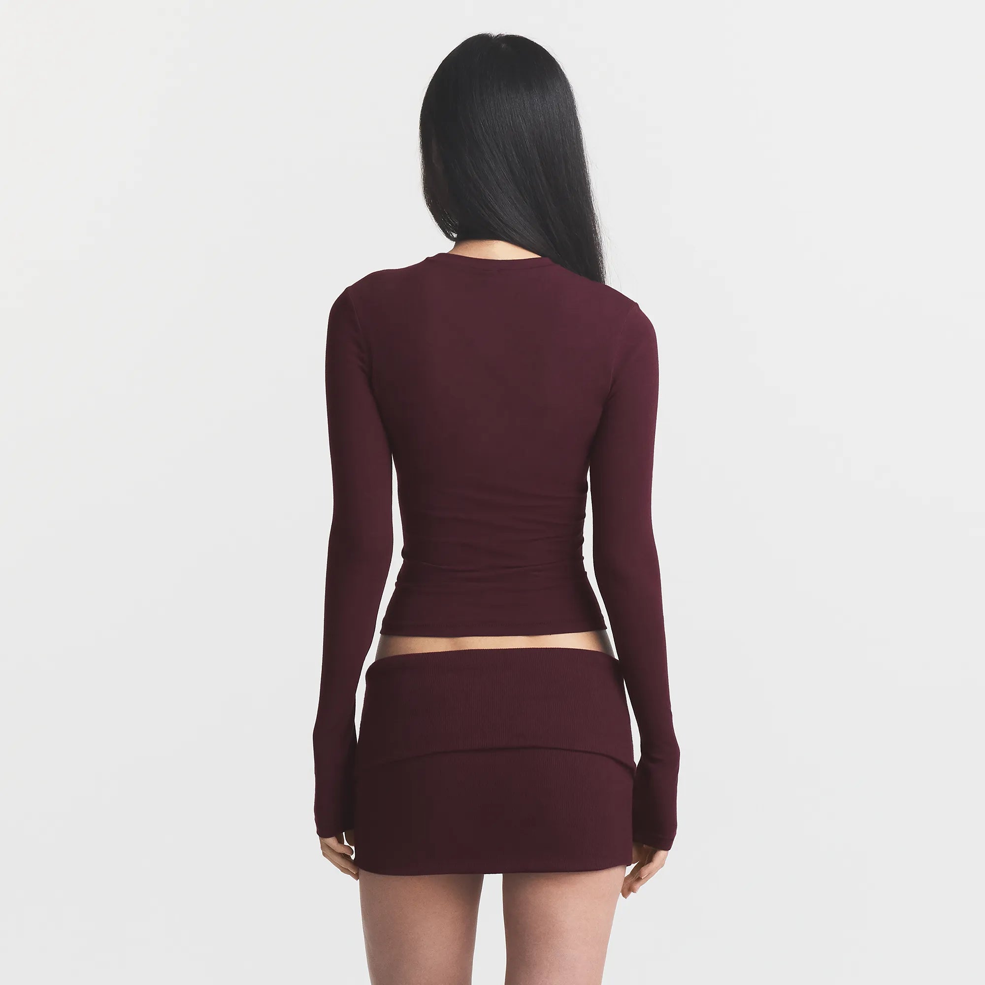 COTTON JERSEY LONG SLEEVE T-SHIRT | CURRANT - Image 4