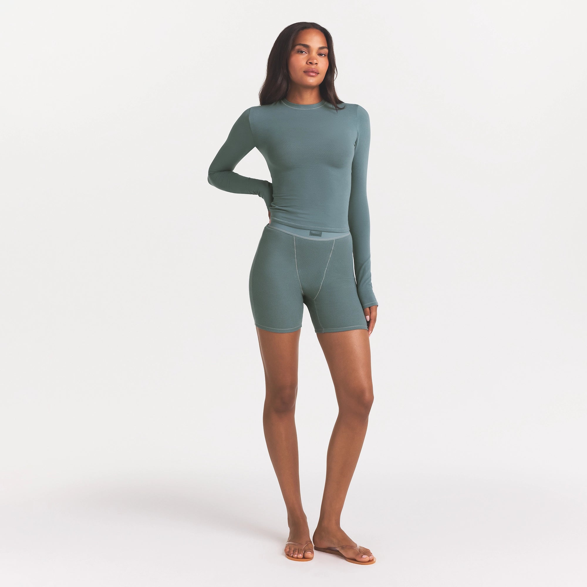 COTTON JERSEY LONG SLEEVE T-SHIRT | KYANITE - Image 2