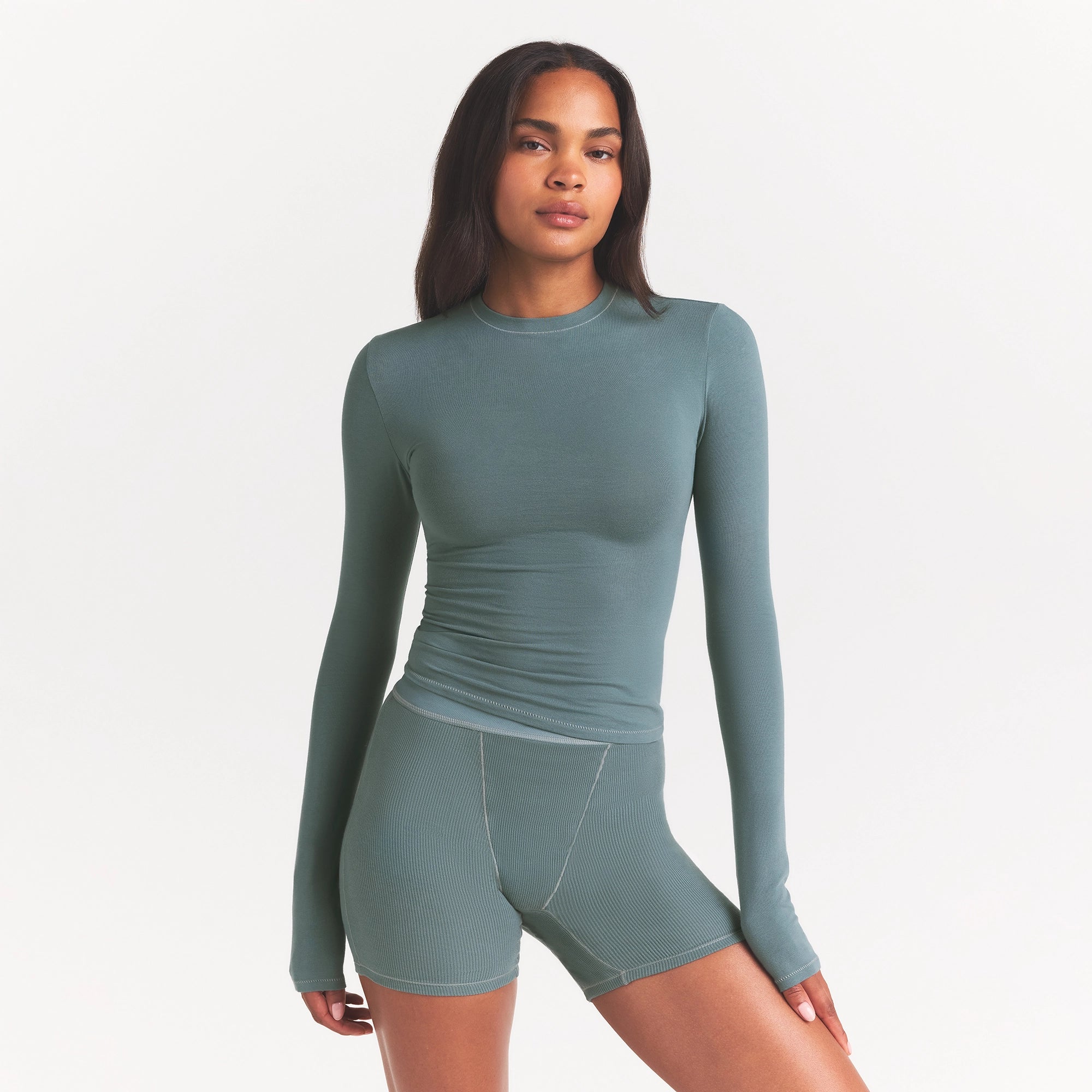 COTTON JERSEY LONG SLEEVE T-SHIRT | KYANITE - Image 3