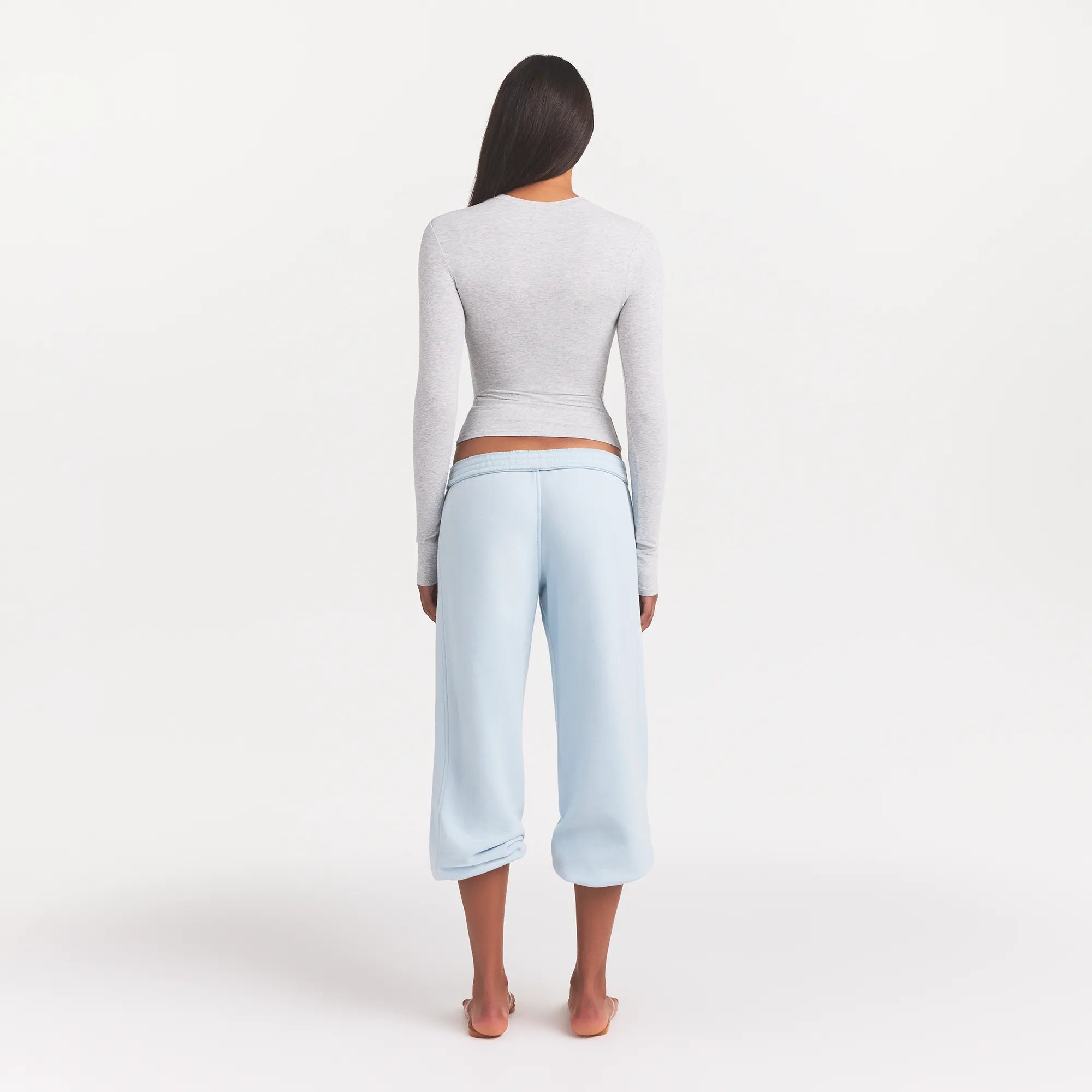 COTTON JERSEY LONG SLEEVE T-SHIRT | LIGHT HEATHER GREY - Image 3