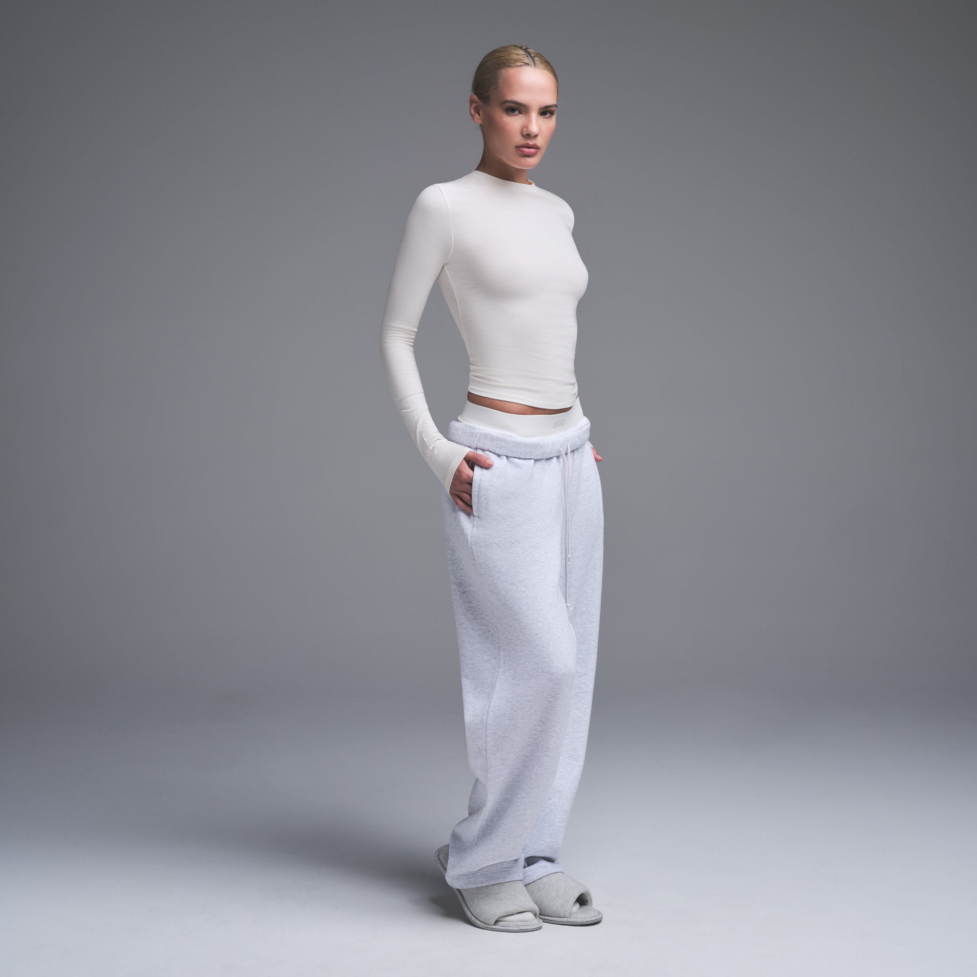 COTTON JERSEY LONG SLEEVE T-SHIRT | MARBLE - Image 3
