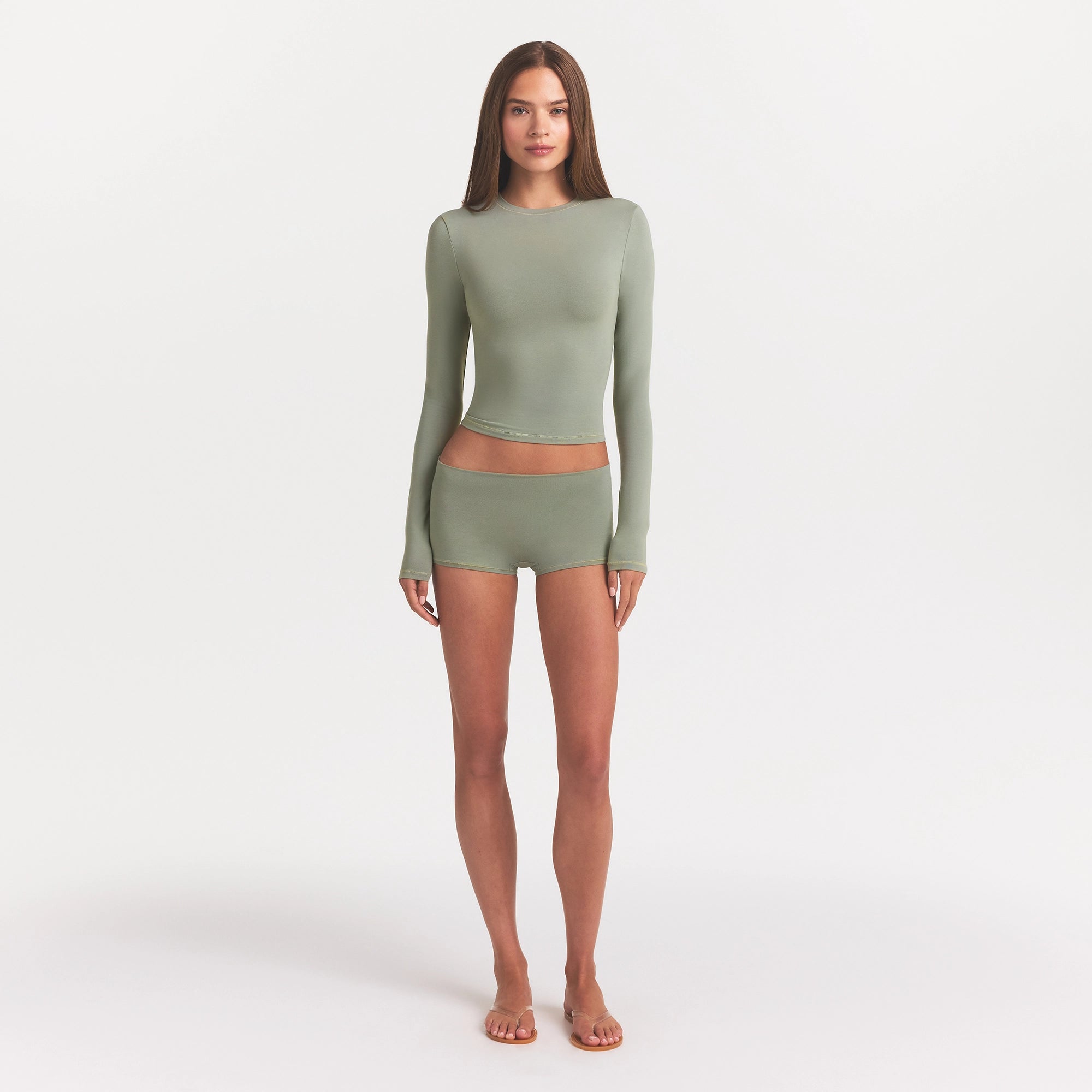 COTTON JERSEY LONG SLEEVE T-SHIRT | MINERAL - Image 2