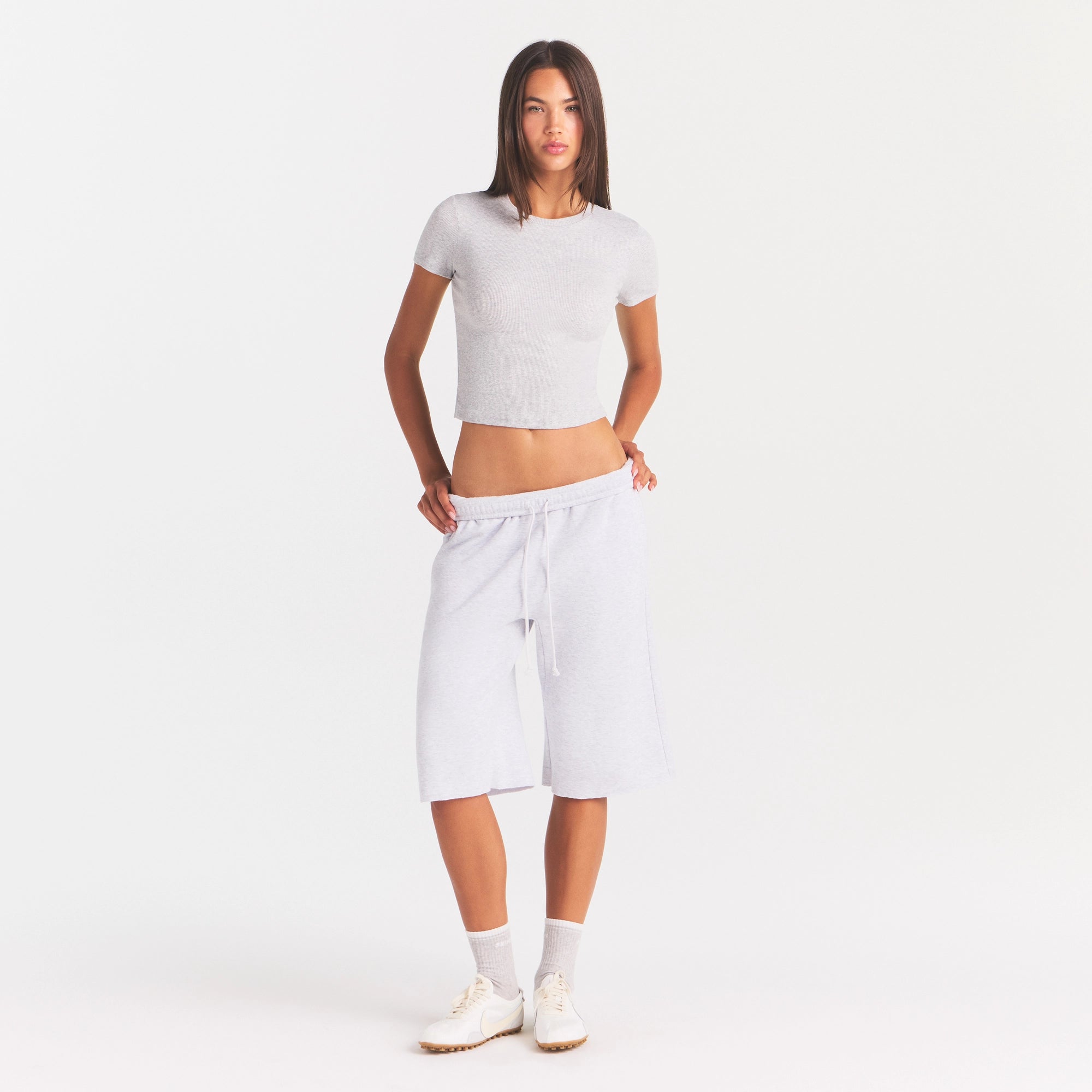 COTTON RIB T-SHIRT | LIGHT HEATHER GREY - Image 2