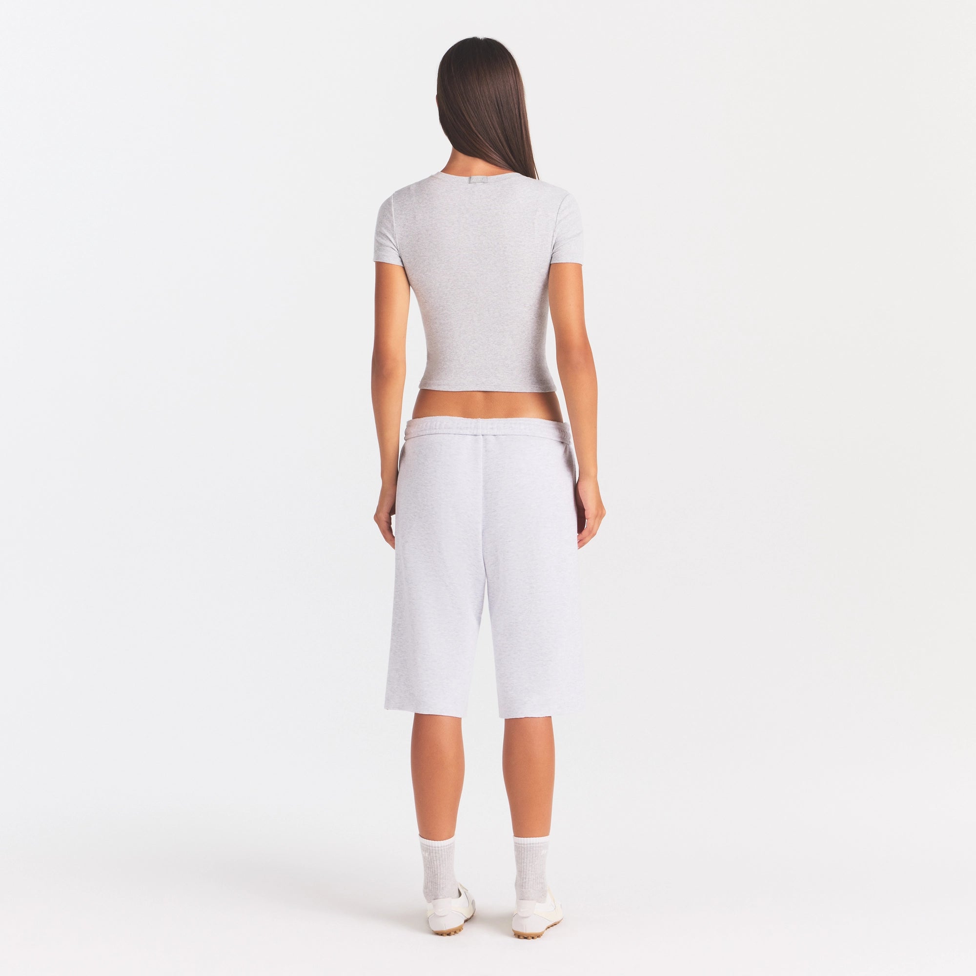 COTTON RIB T-SHIRT | LIGHT HEATHER GREY - Image 3
