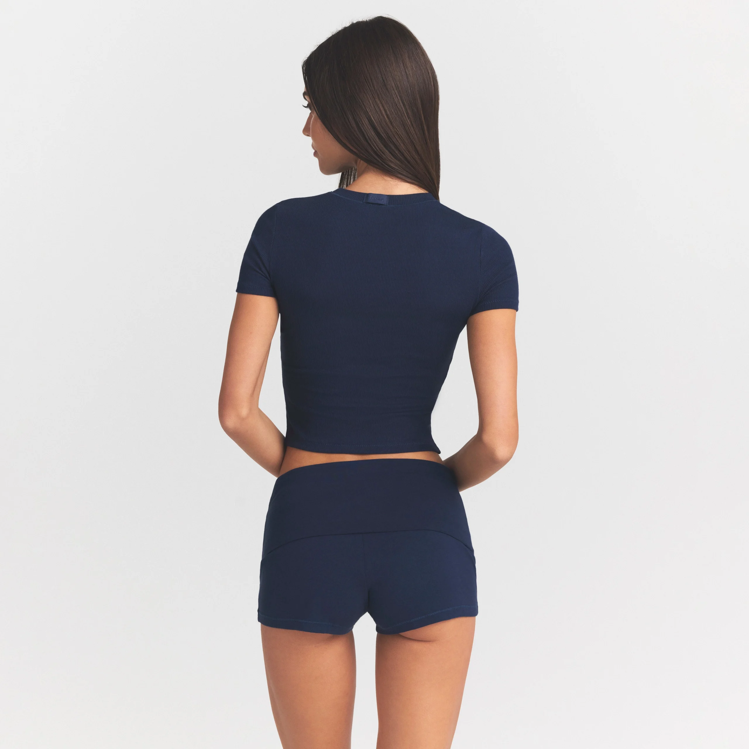 COTTON RIB T-SHIRT | NAVY - Image 4