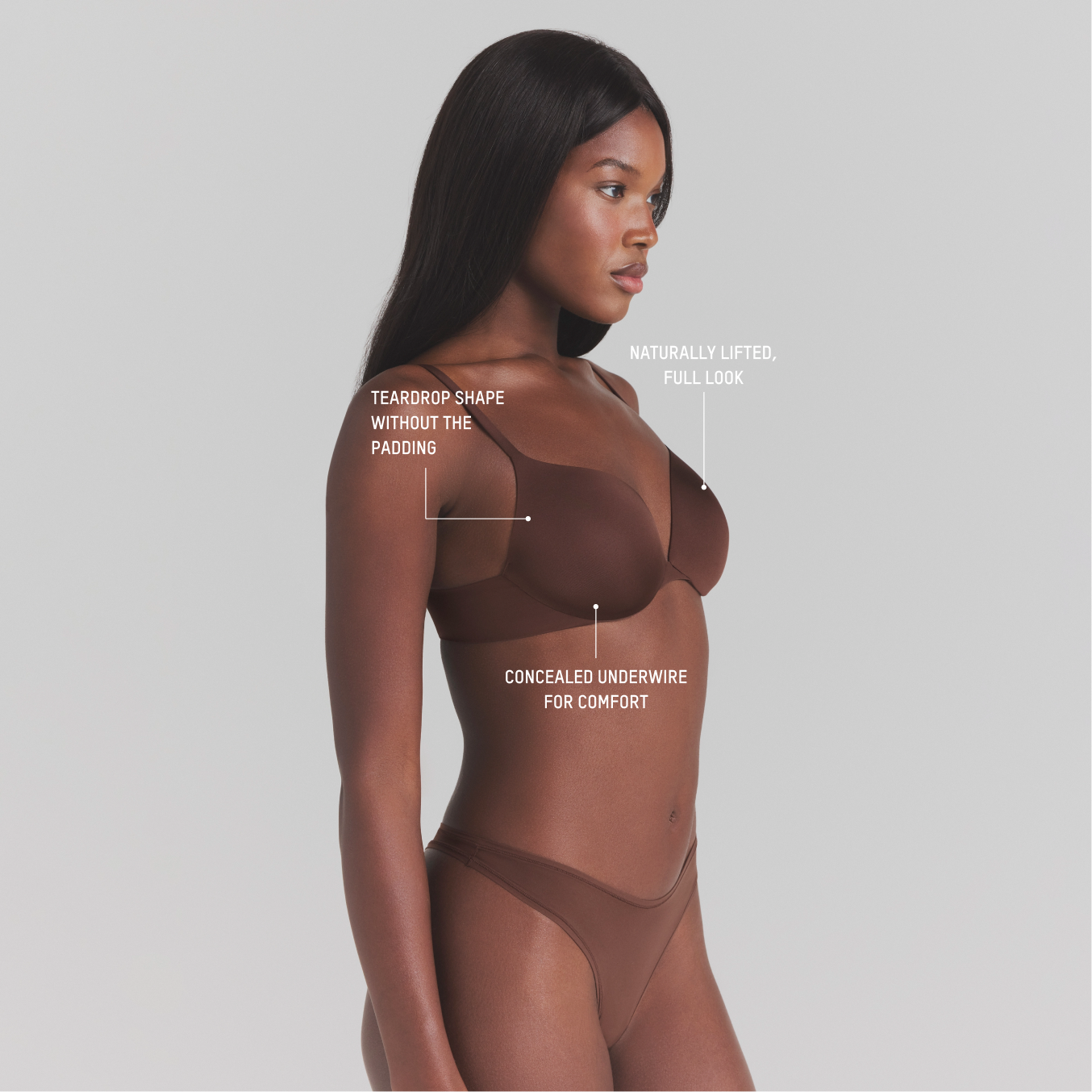 SKIMS ULTIMATE TEARDROP T-SHIRT BRA | COCOA - Image 3