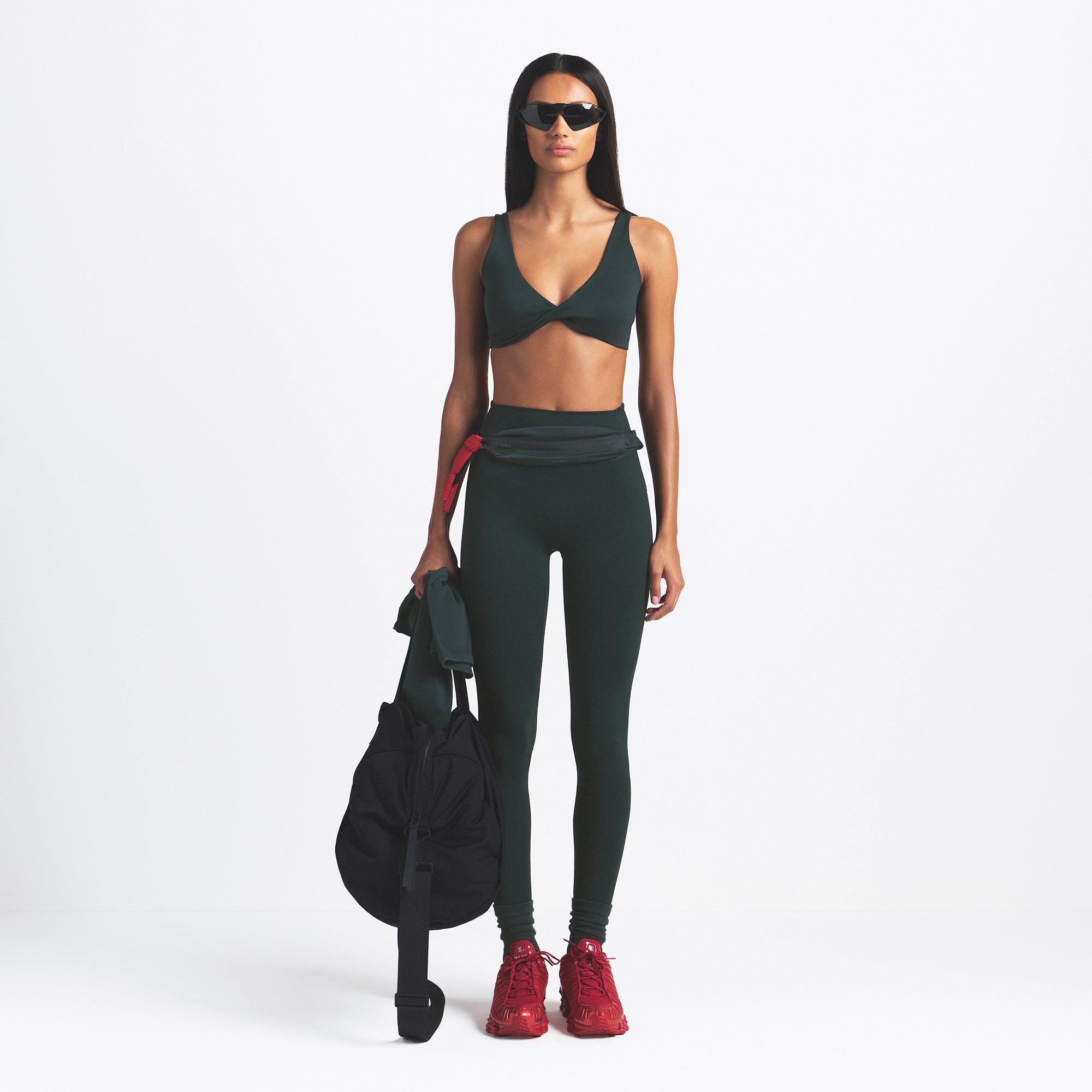 NikeSKIMS MATTE TWIST-FRONT BRA | DARK TEAL - Image 2