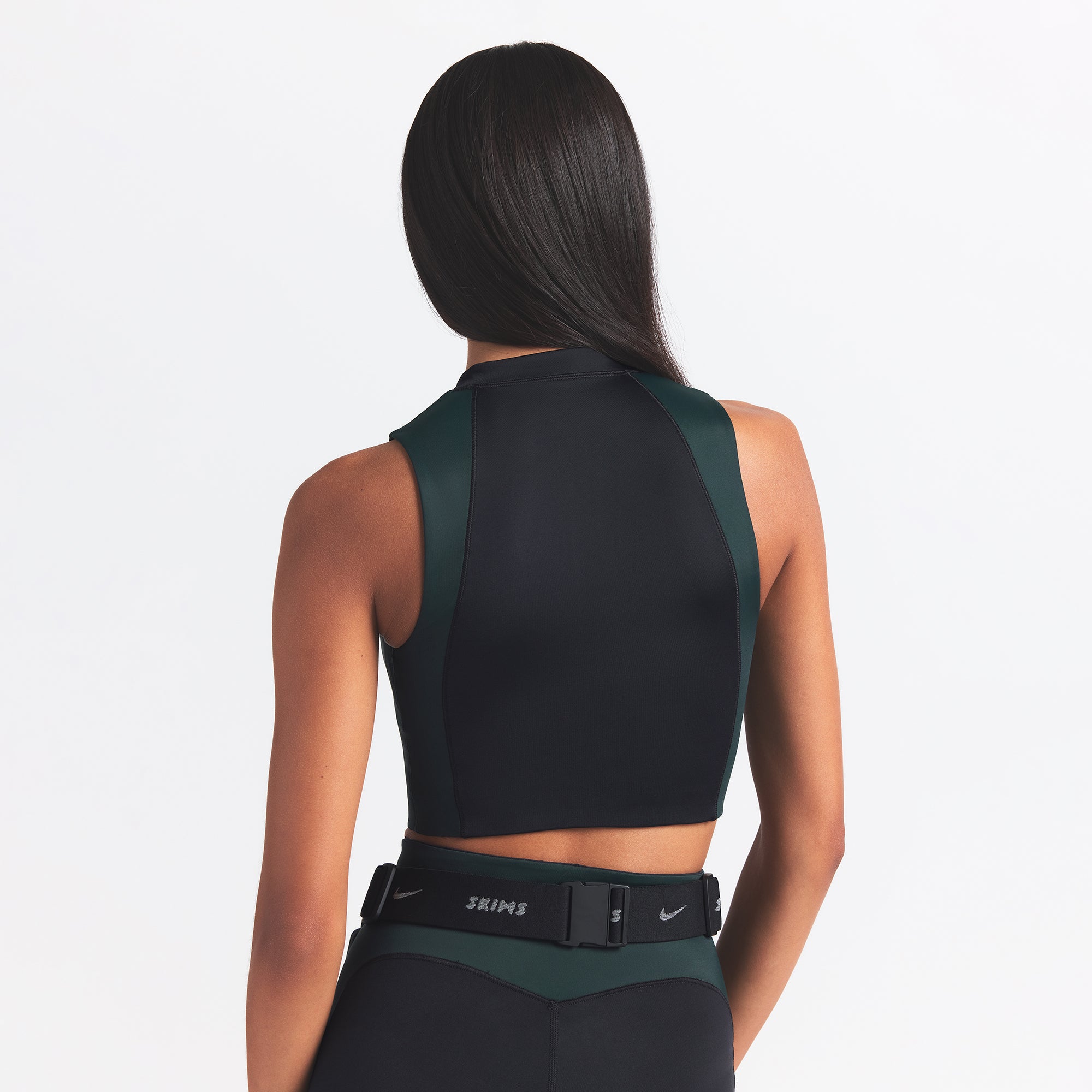 NikeSKIMS SHINE FRONT ZIP BRA | OBSIDIAN AND DARK TEAL - Image 4