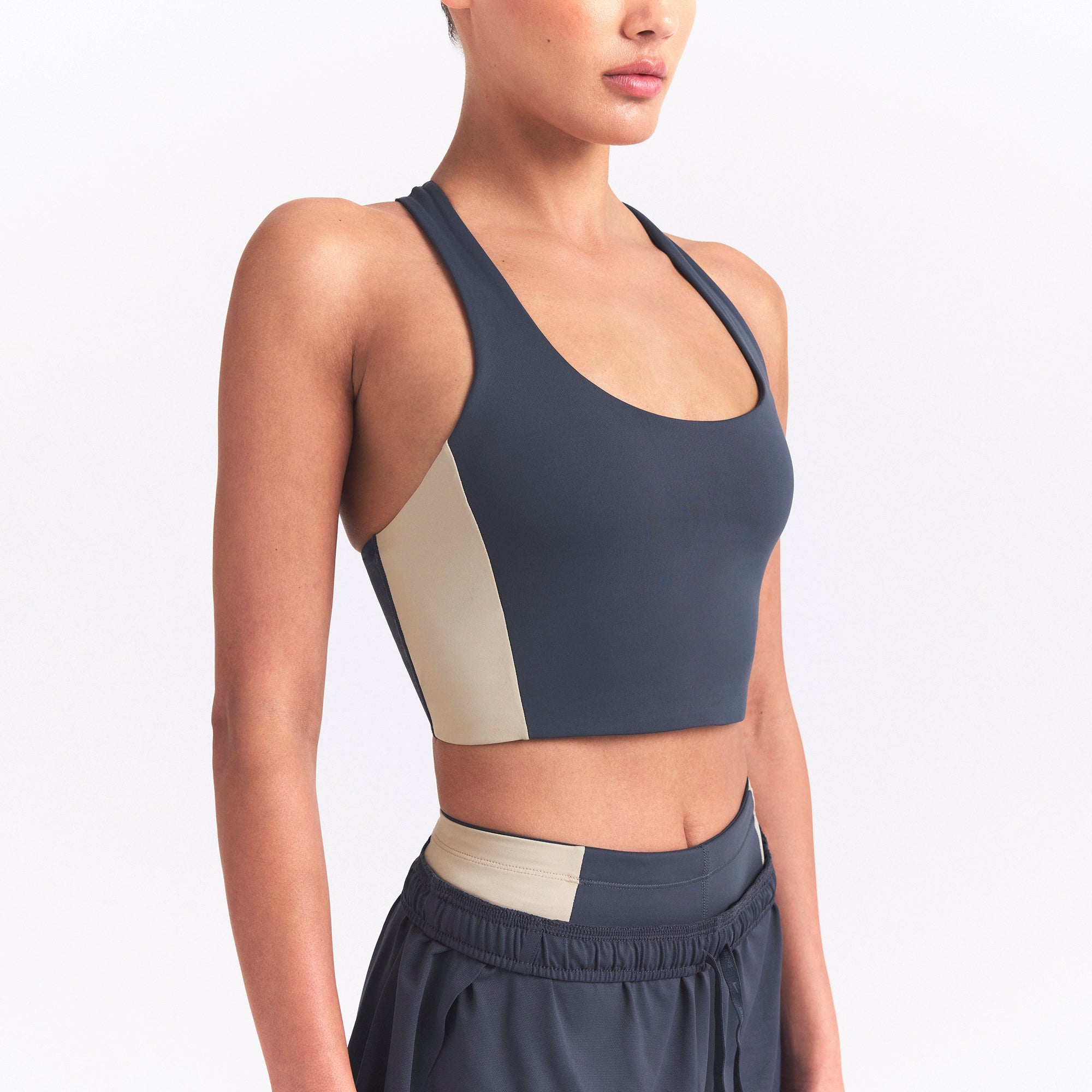 NikeSKIMS MATTE SHINE MIX RACERBACK BRA TOP | DEEP ROYAL AND STONE - Image 4