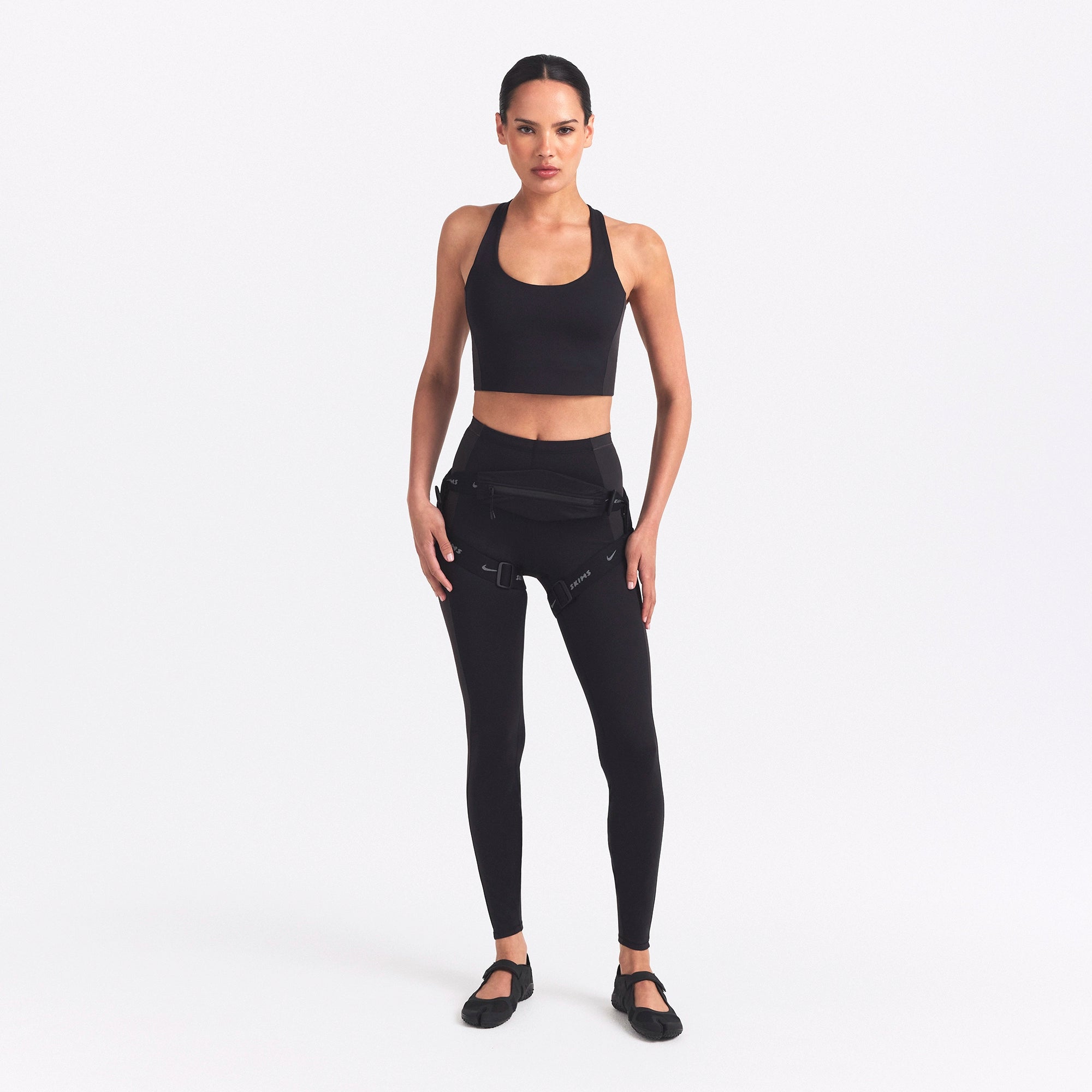 NikeSKIMS MATTE SHINE MIX RACERBACK BRA TOP | OBSIDIAN AND IGNEOUS - Image 2