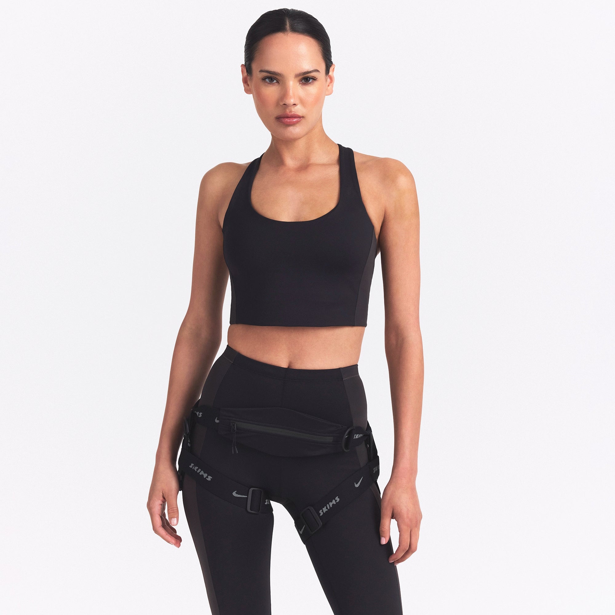 NikeSKIMS MATTE SHINE MIX RACERBACK BRA TOP | OBSIDIAN AND IGNEOUS - Image 4