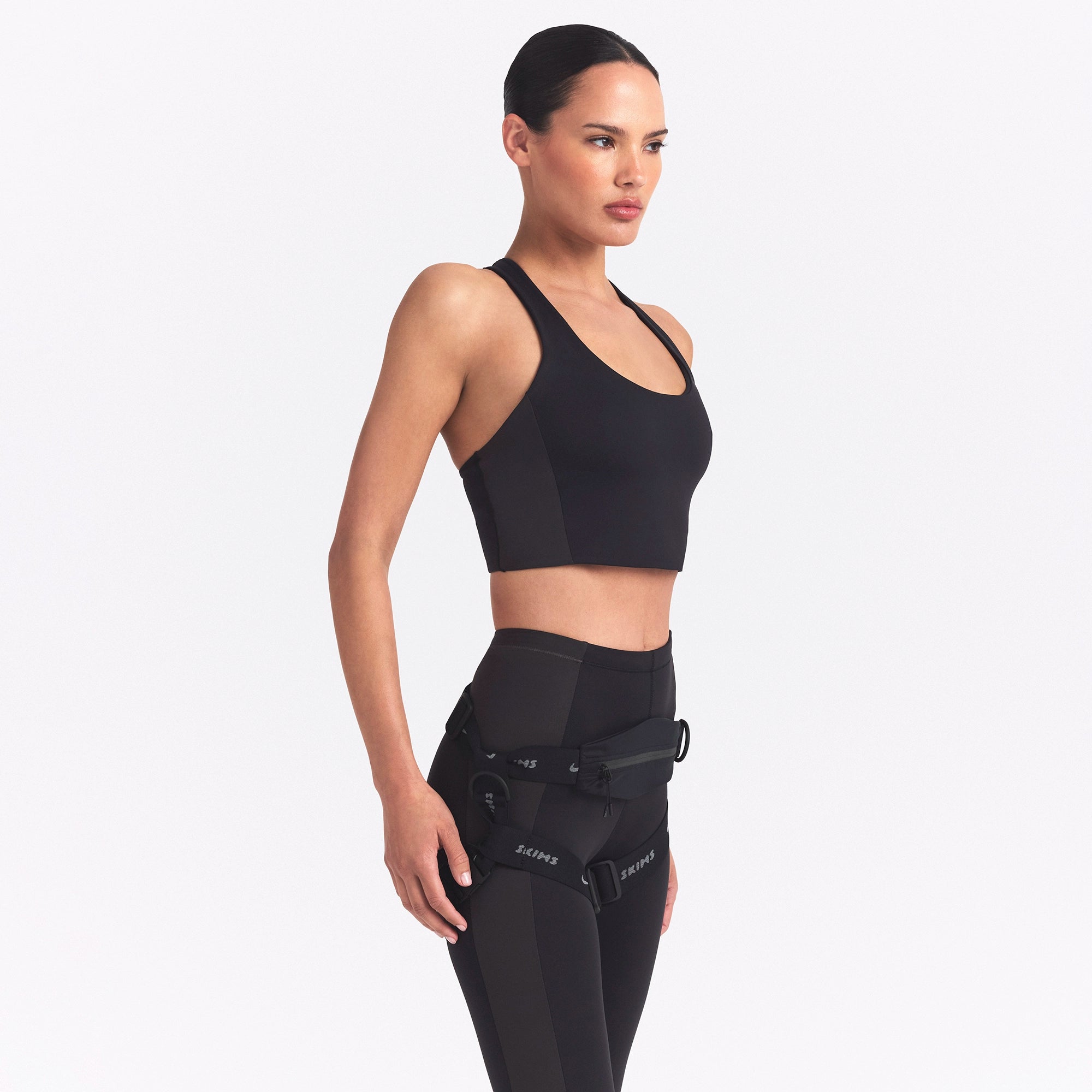 NikeSKIMS MATTE SHINE MIX RACERBACK BRA TOP | OBSIDIAN AND IGNEOUS - Image 3