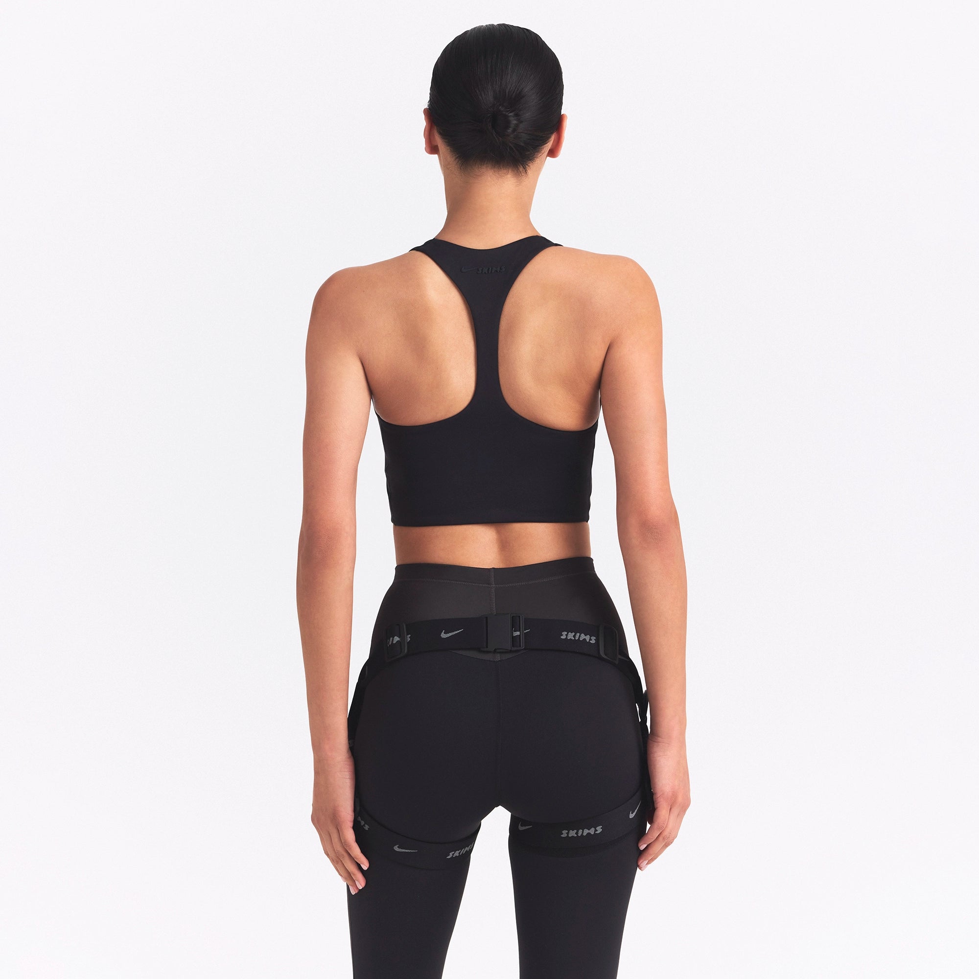 NikeSKIMS MATTE SHINE MIX RACERBACK BRA TOP | OBSIDIAN AND IGNEOUS - Image 5