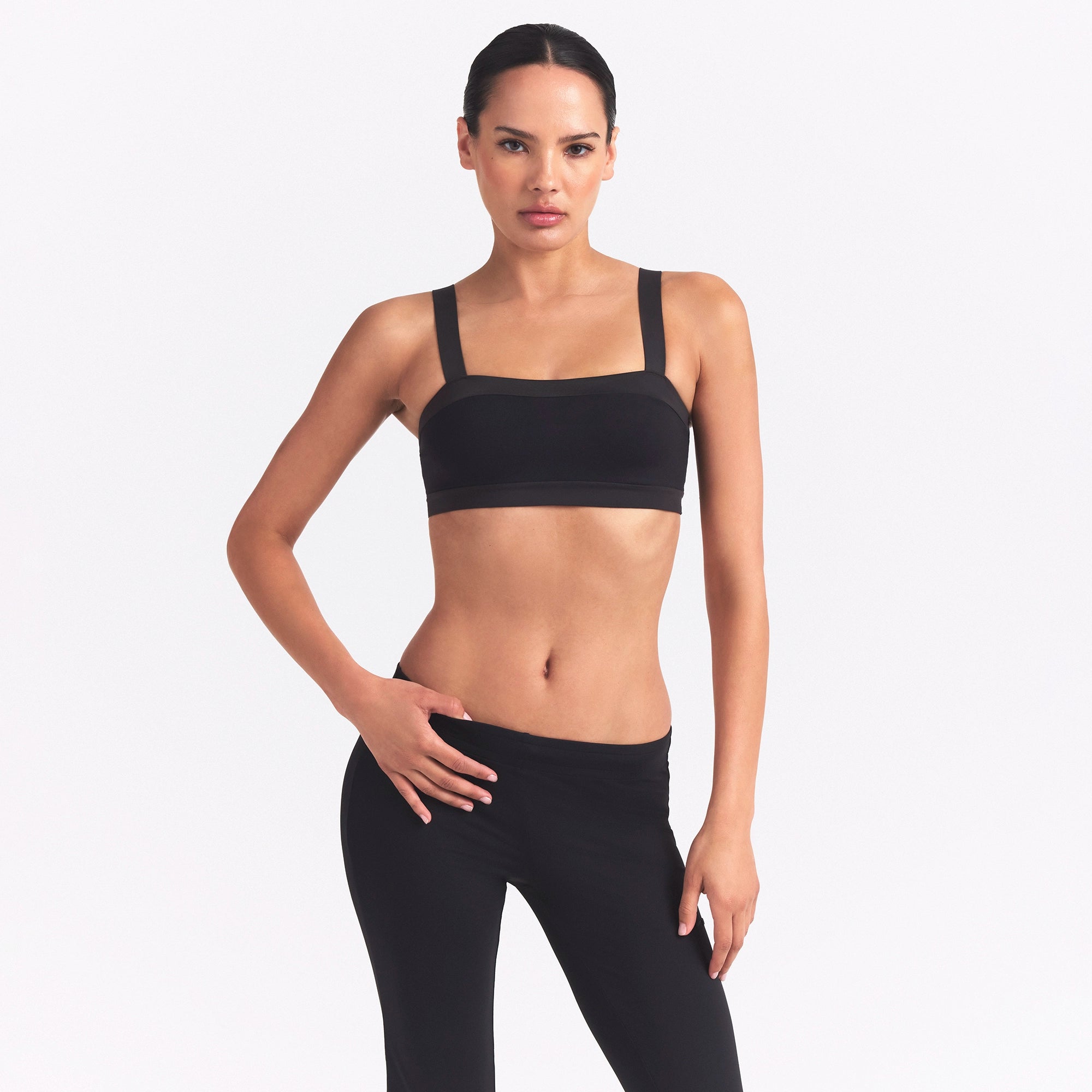 NikeSKIMS MATTE SHINE MIX STRAIGHT NECK BRA | OBSIDIAN AND IGNEOUS - Image 3