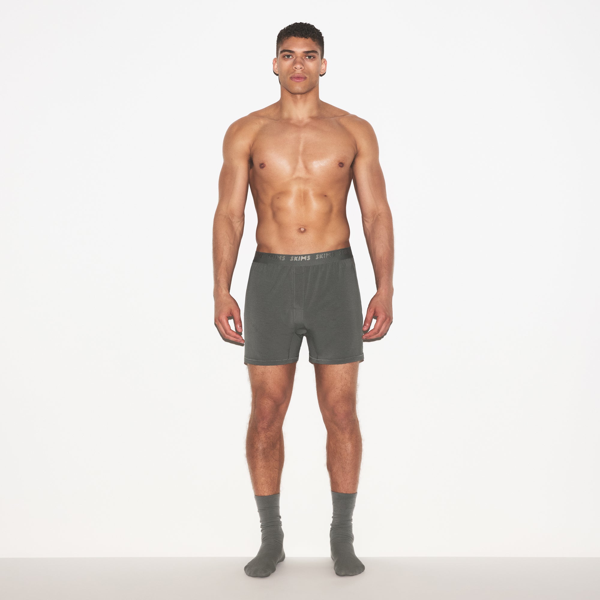 SKIMS STRETCH MENS KNIT BOXER 3-PACK | GUNMETAL MULTI - Image 4