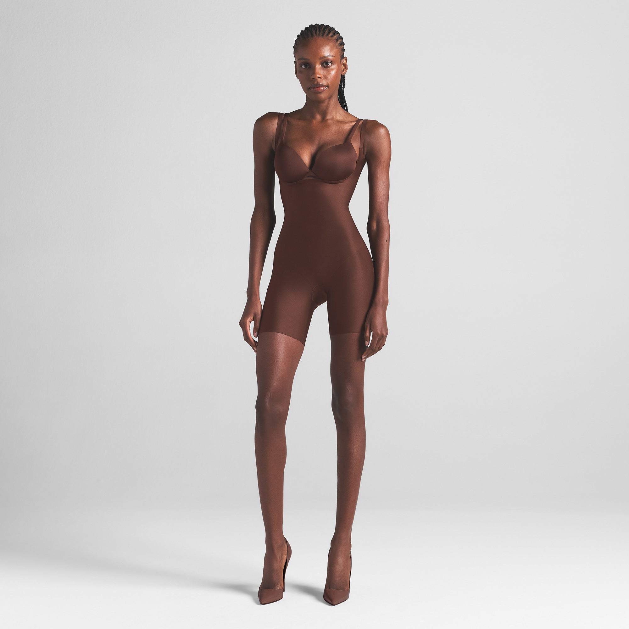 SKIMS BODY CORE SCULPT OPEN BUST MID THIGH BODYSUIT | COCOA - Image 2