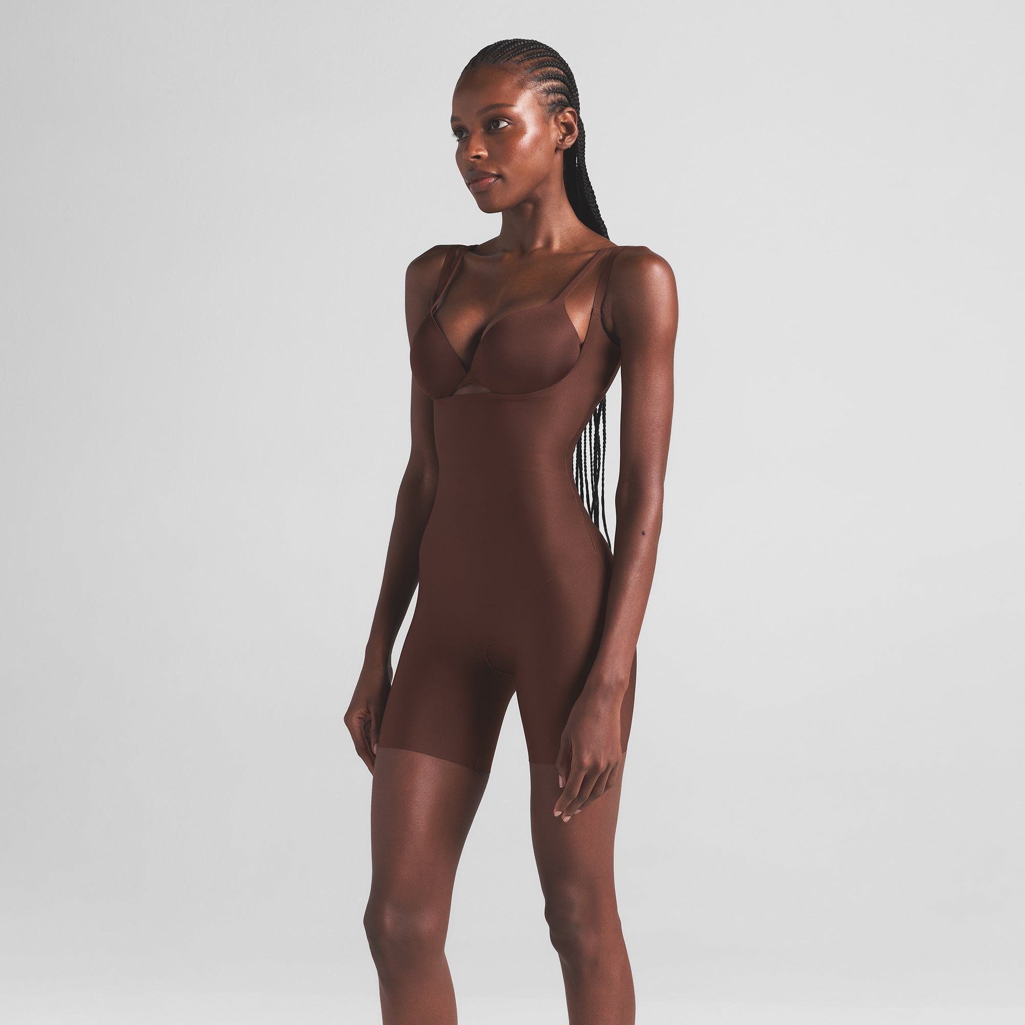 SKIMS BODY CORE SCULPT OPEN BUST MID THIGH BODYSUIT | COCOA - Image 4
