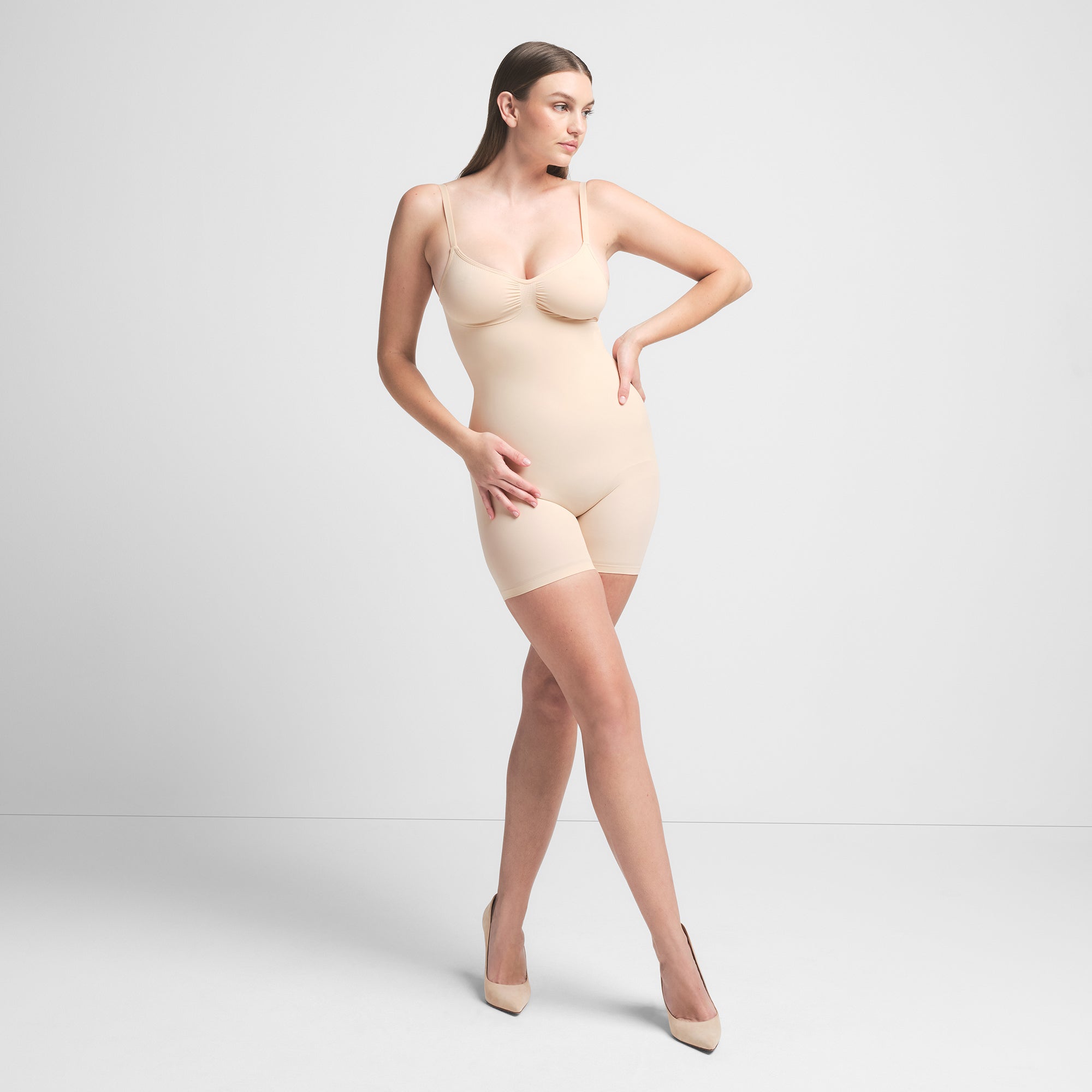 SEAMLESS SCULPT LOW BACK MID THIGH BODYSUIT | SAND - Image 3