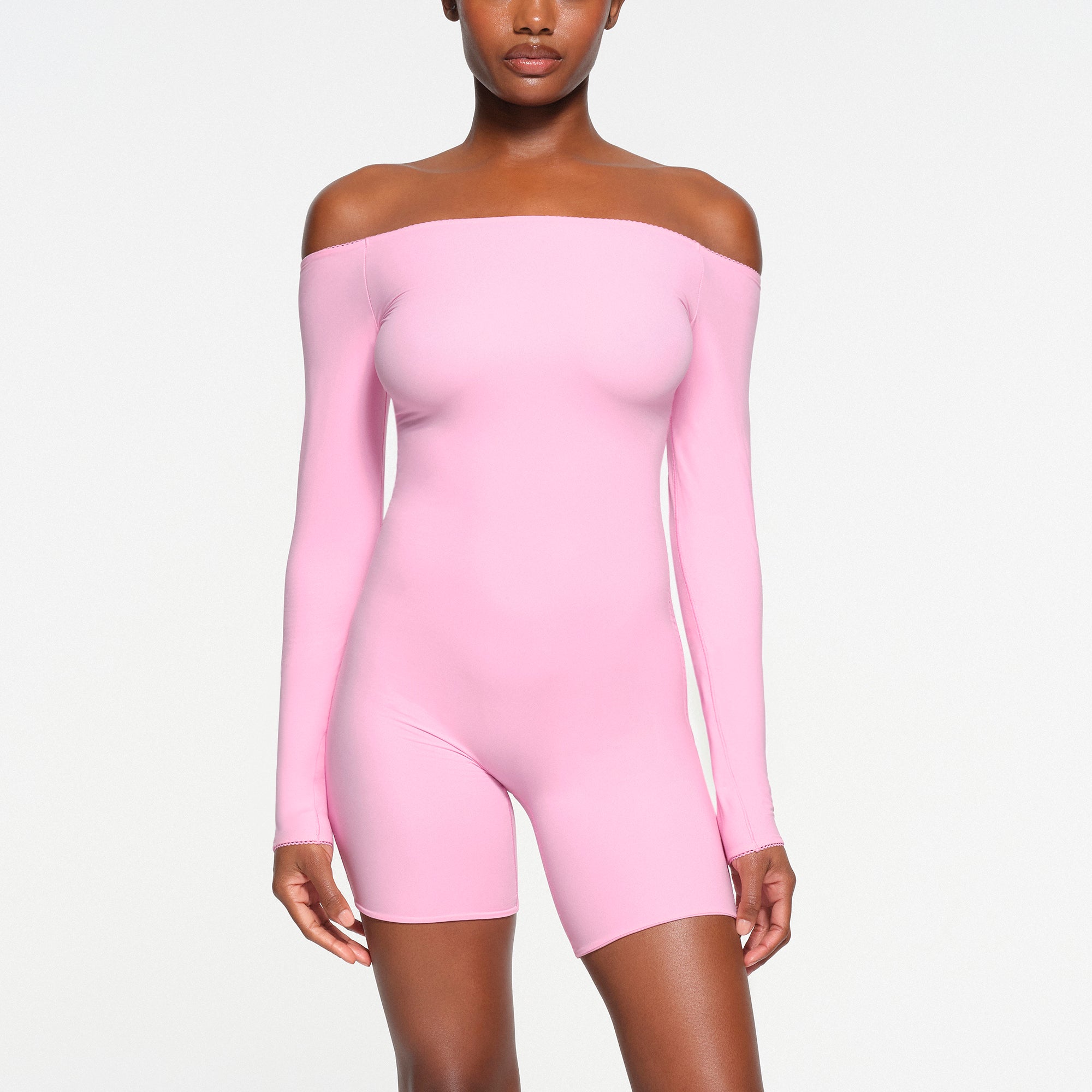 FITS EVERYBODY PICOT OFF THE SHOULDER ONESIE | BUBBLE GUM - Image 2