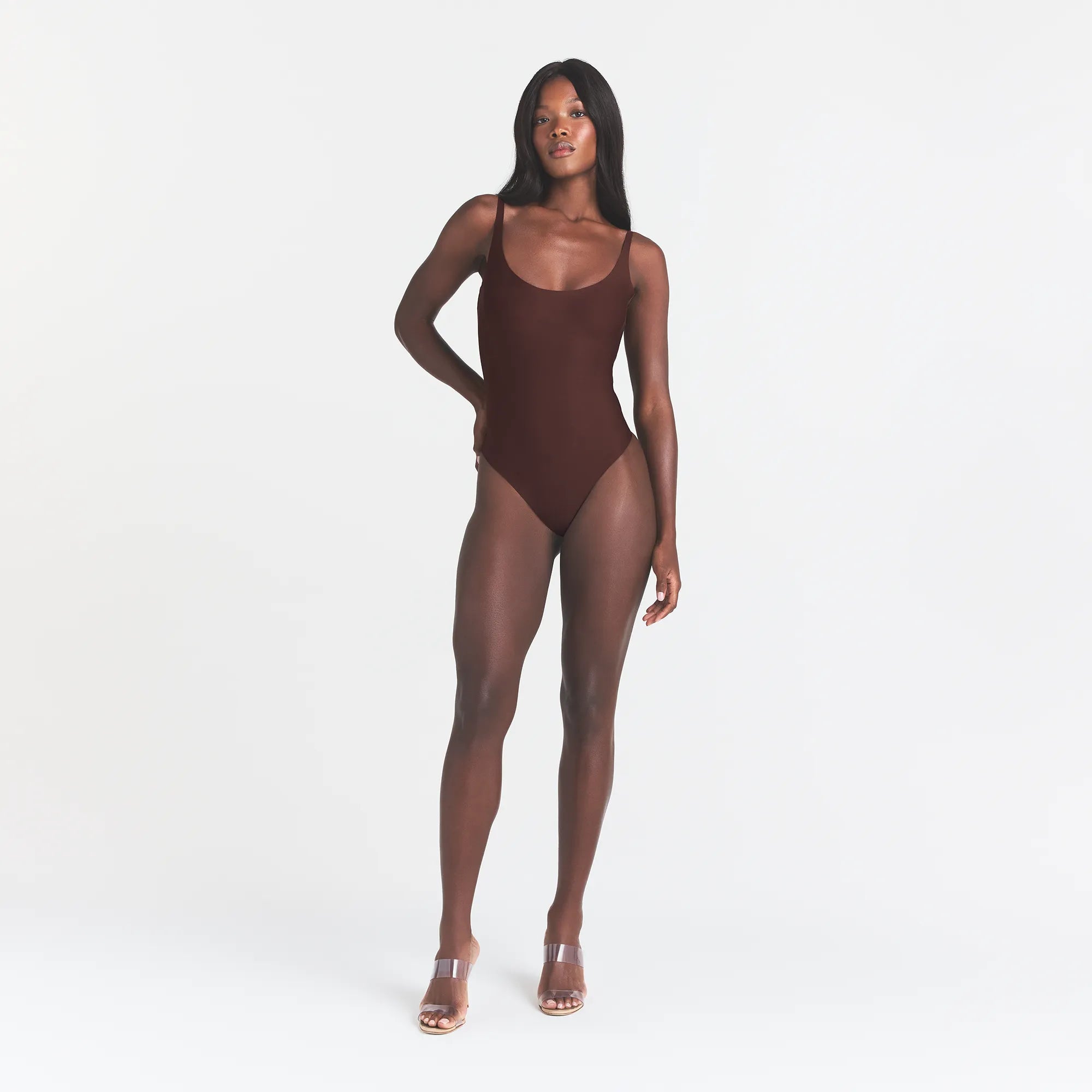 SKIMS BODY SCOOP LOW BACK THONG BODYSUIT | COCOA - Image 2