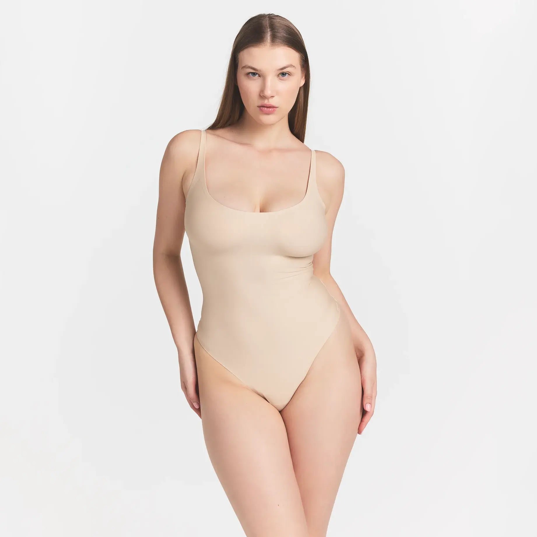 SKIMS BODY SCOOP LOW BACK THONG BODYSUIT | SAND - Image 4