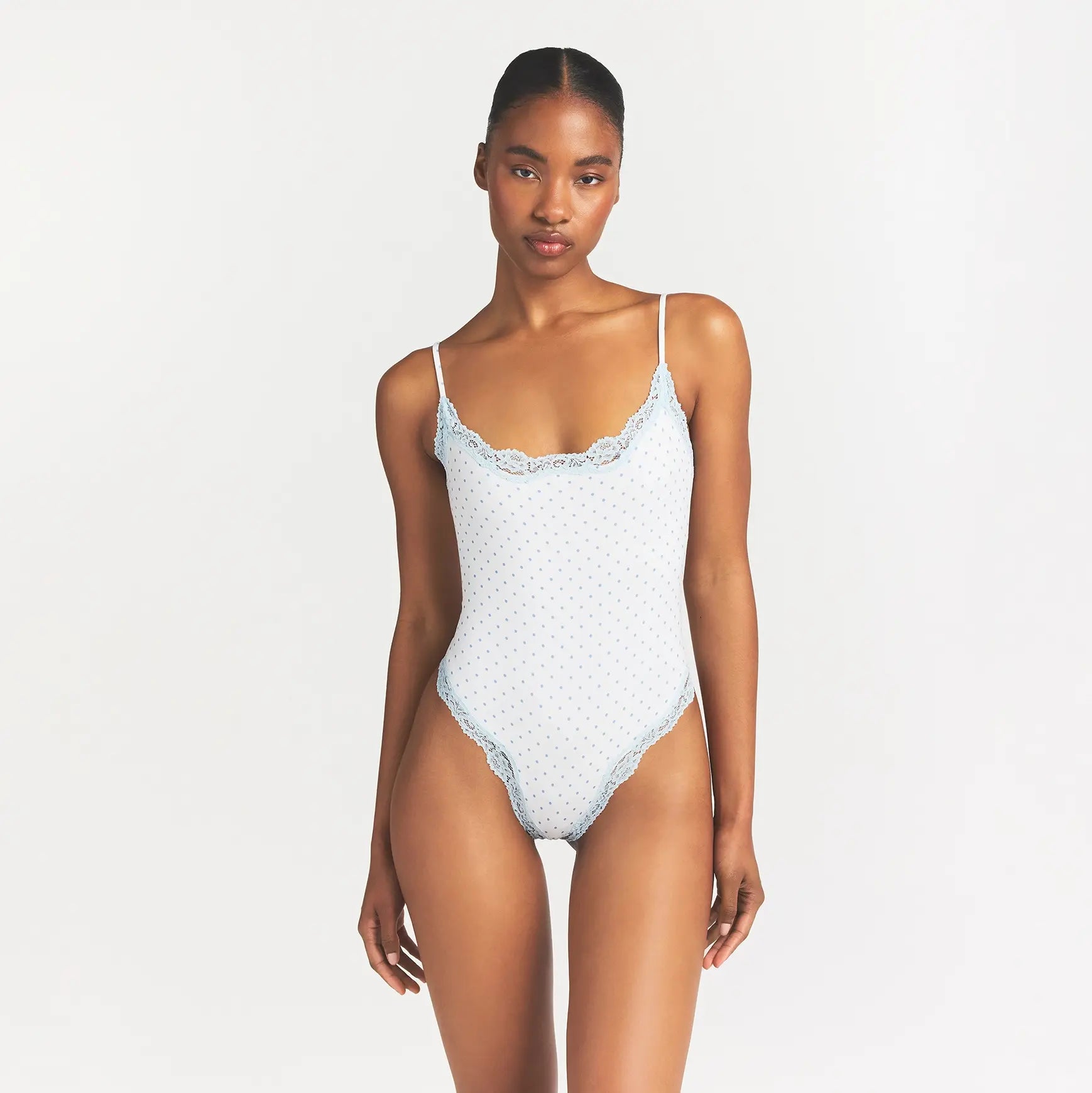 FITS EVERYBODY LACE CAMI BODYSUIT | SLATE PIN DOT PRINT - Image 3