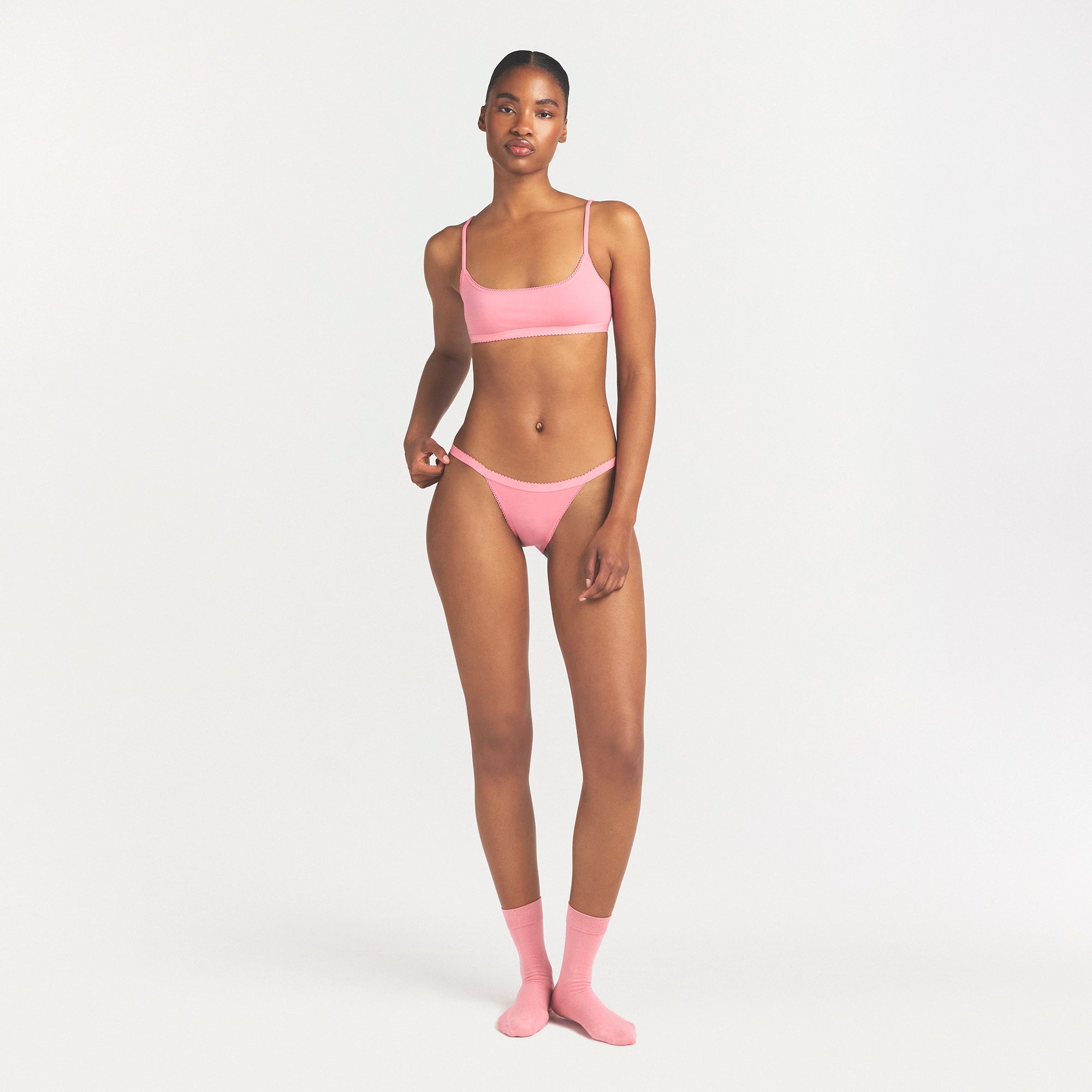 LIGHTWEIGHT COTTON LOGO PICOT STRING BIKINI | MELON TONAL - Image 2