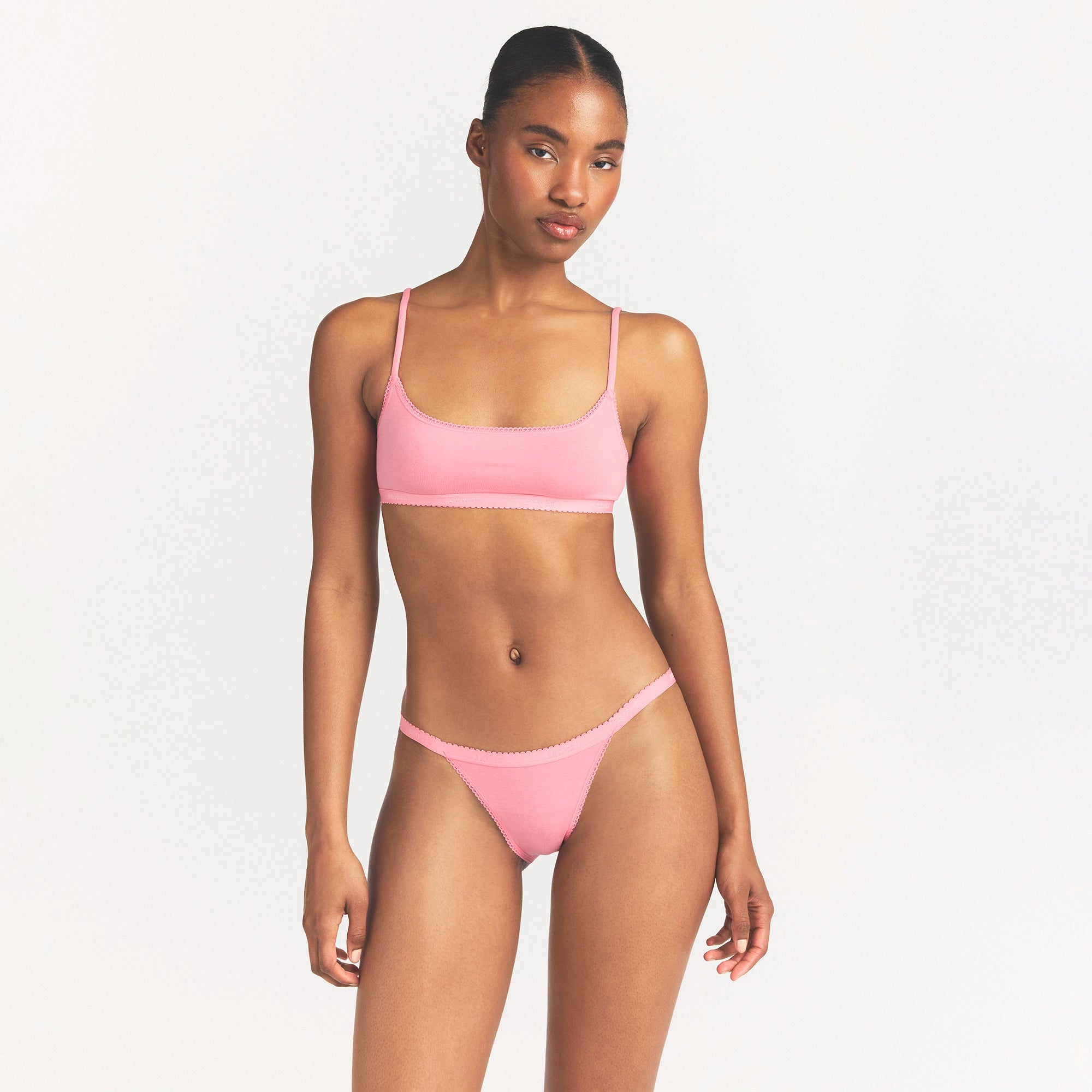 LIGHTWEIGHT COTTON LOGO PICOT STRING BIKINI | MELON TONAL - Image 3