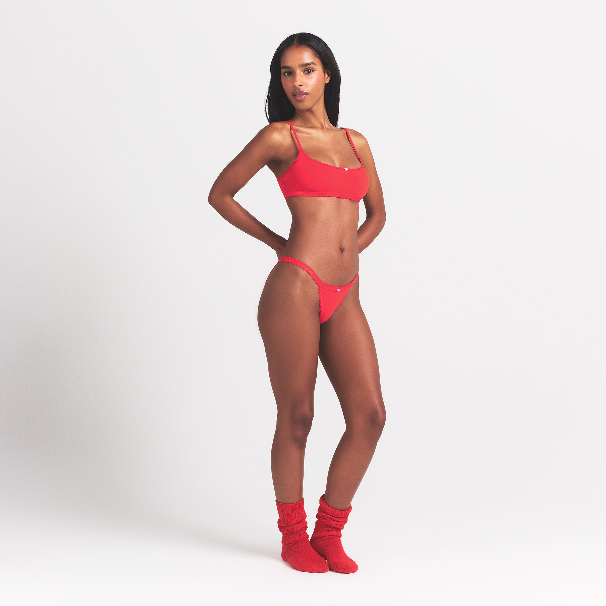 LIGHTWEIGHT COTTON LOGO PICOT STRING BIKINI | RUBY TONAL - Image 2