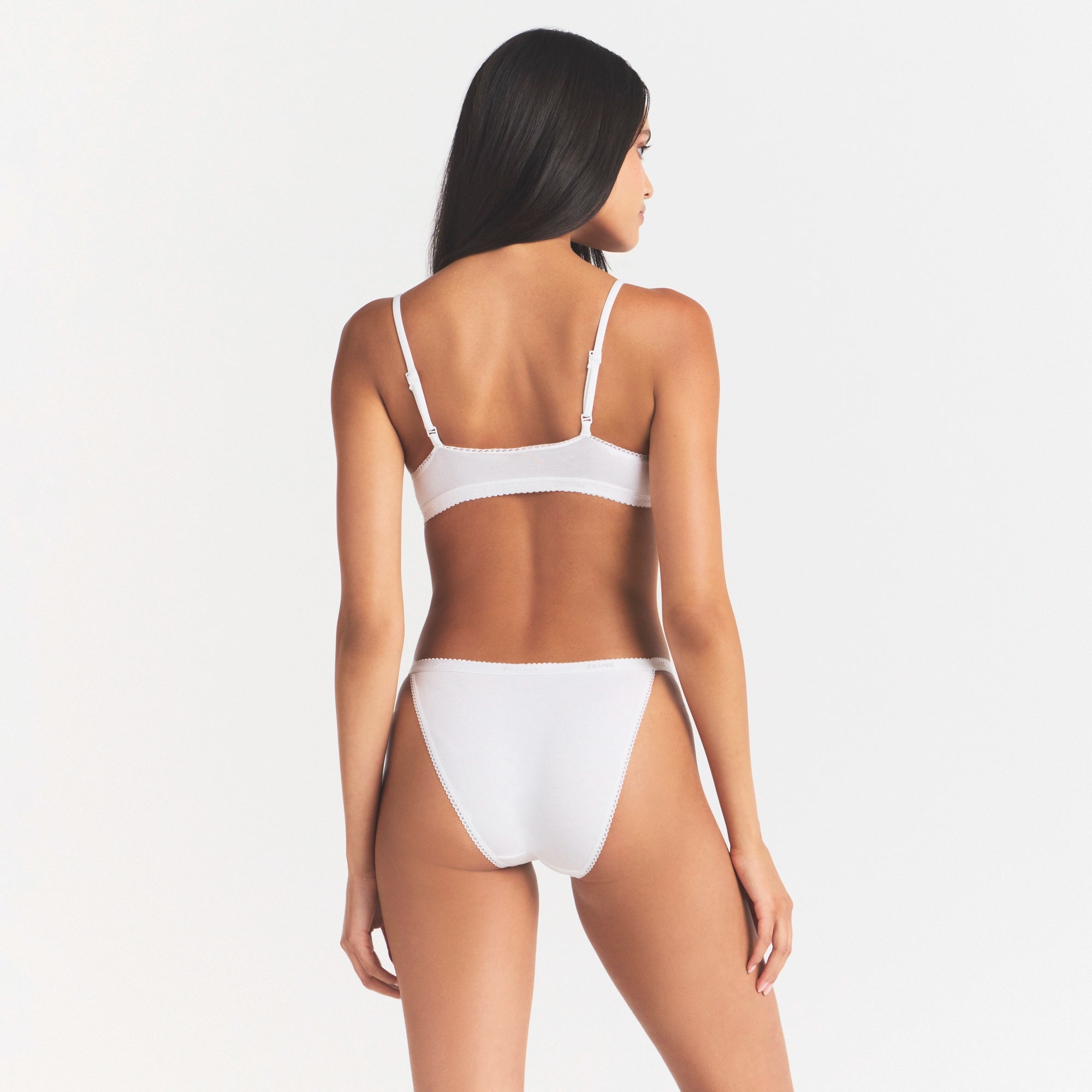 LIGHTWEIGHT COTTON LOGO PICOT STRING BIKINI | SNOW - Image 3