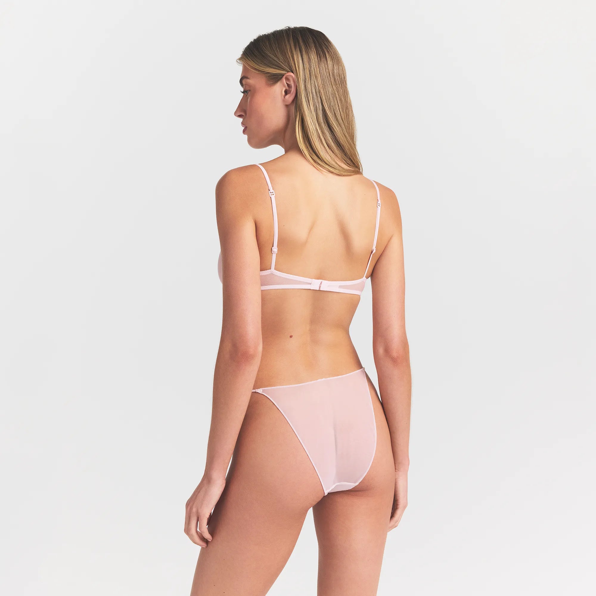 ULTRA FINE MESH STRING BIKINI | BARELY PINK - Image 4