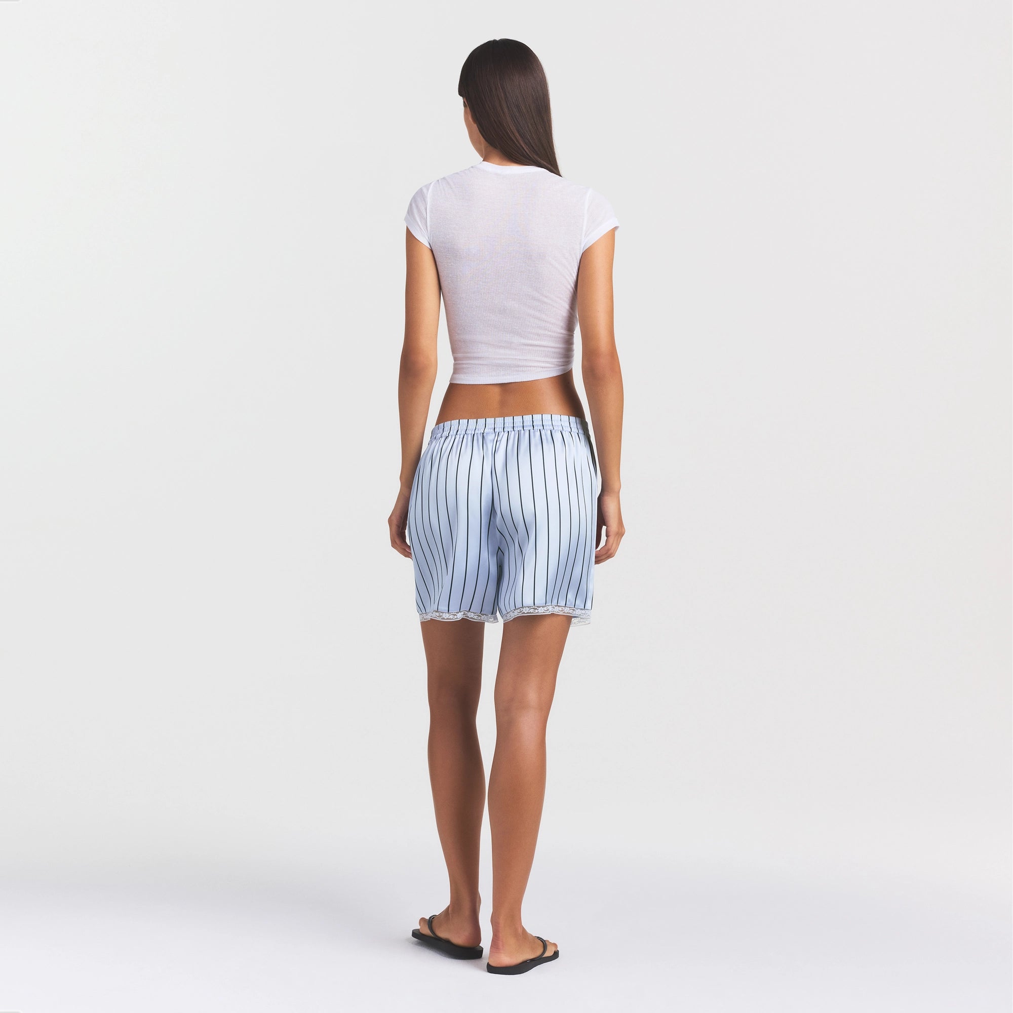 WOVEN SHINE LACE BOXER | PERIWINKLE WIDE STRIPE - Image 4